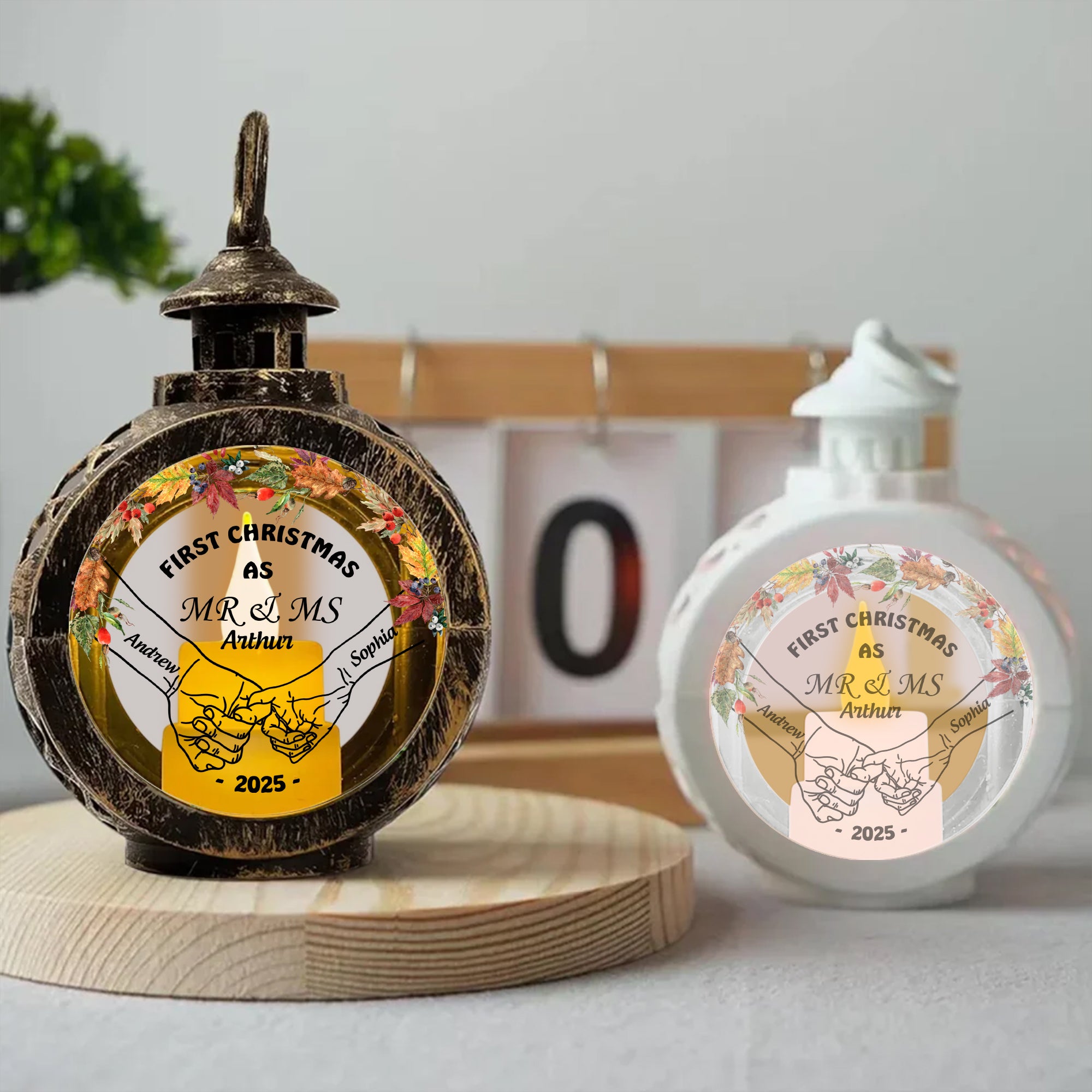 First Christmas - Custom Name Couple Gift - Personalized Candlelight Lantern Ornament