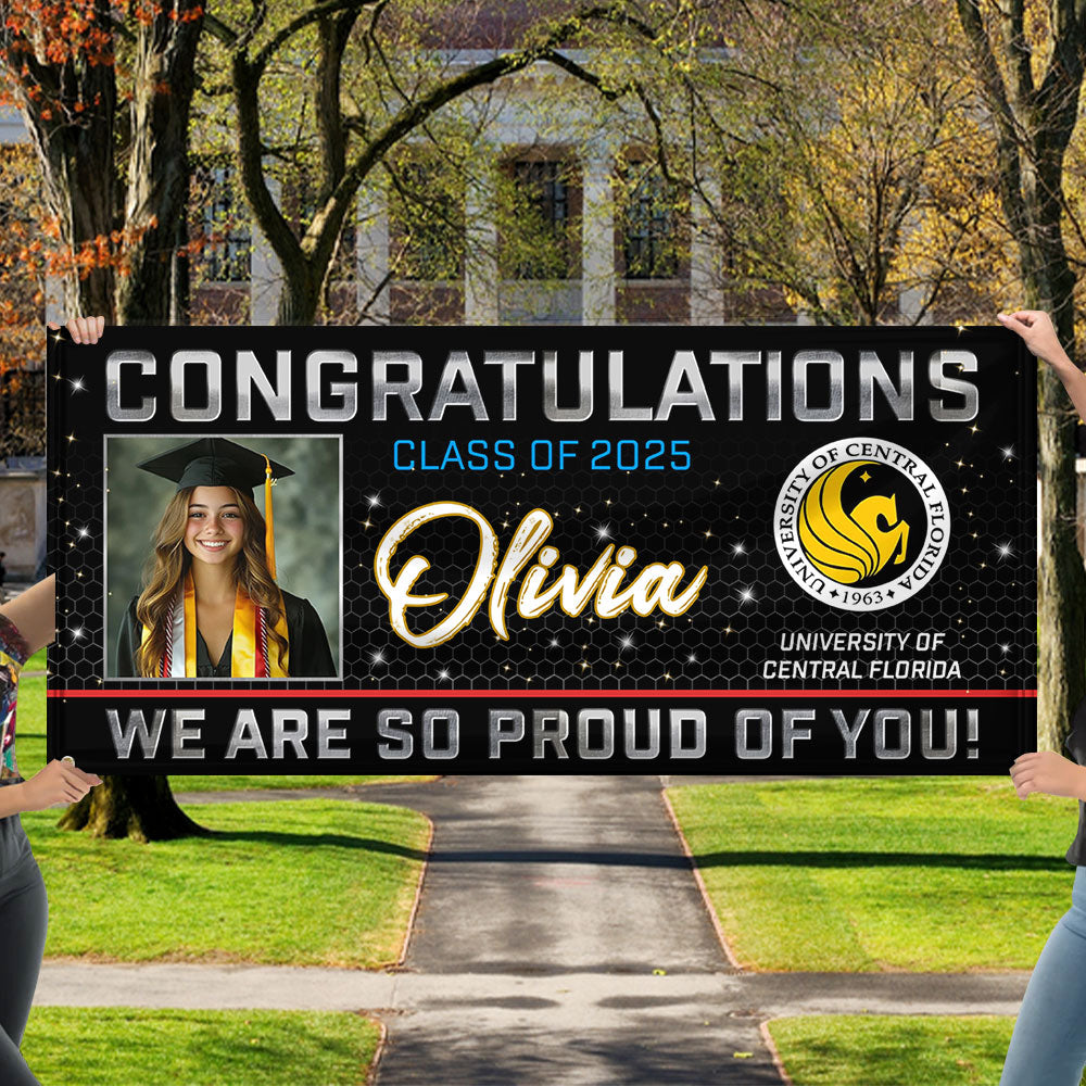 Congratulations - Class Of 2025 - We Are So Proud Of You! Personalized Banner, Graduation Gift Decor