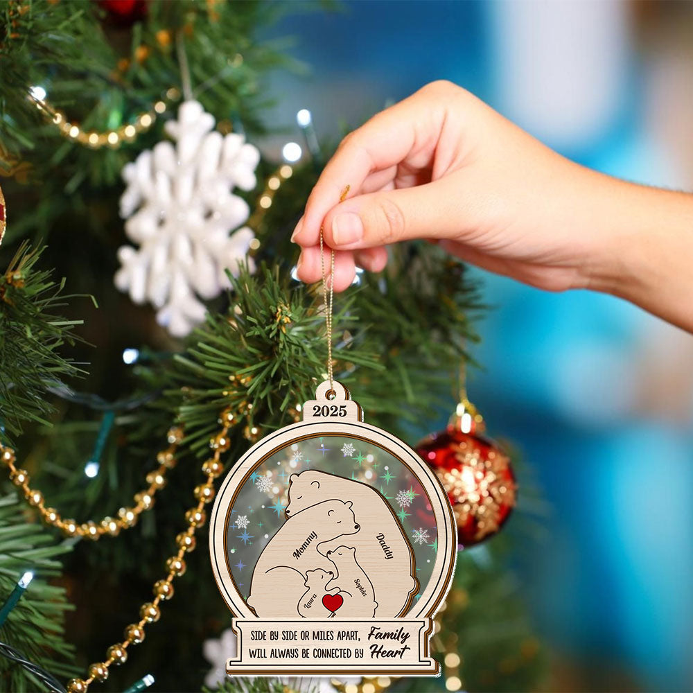 Personalized Bear Family Name Ornament - Custom Shape Hologram Ornament