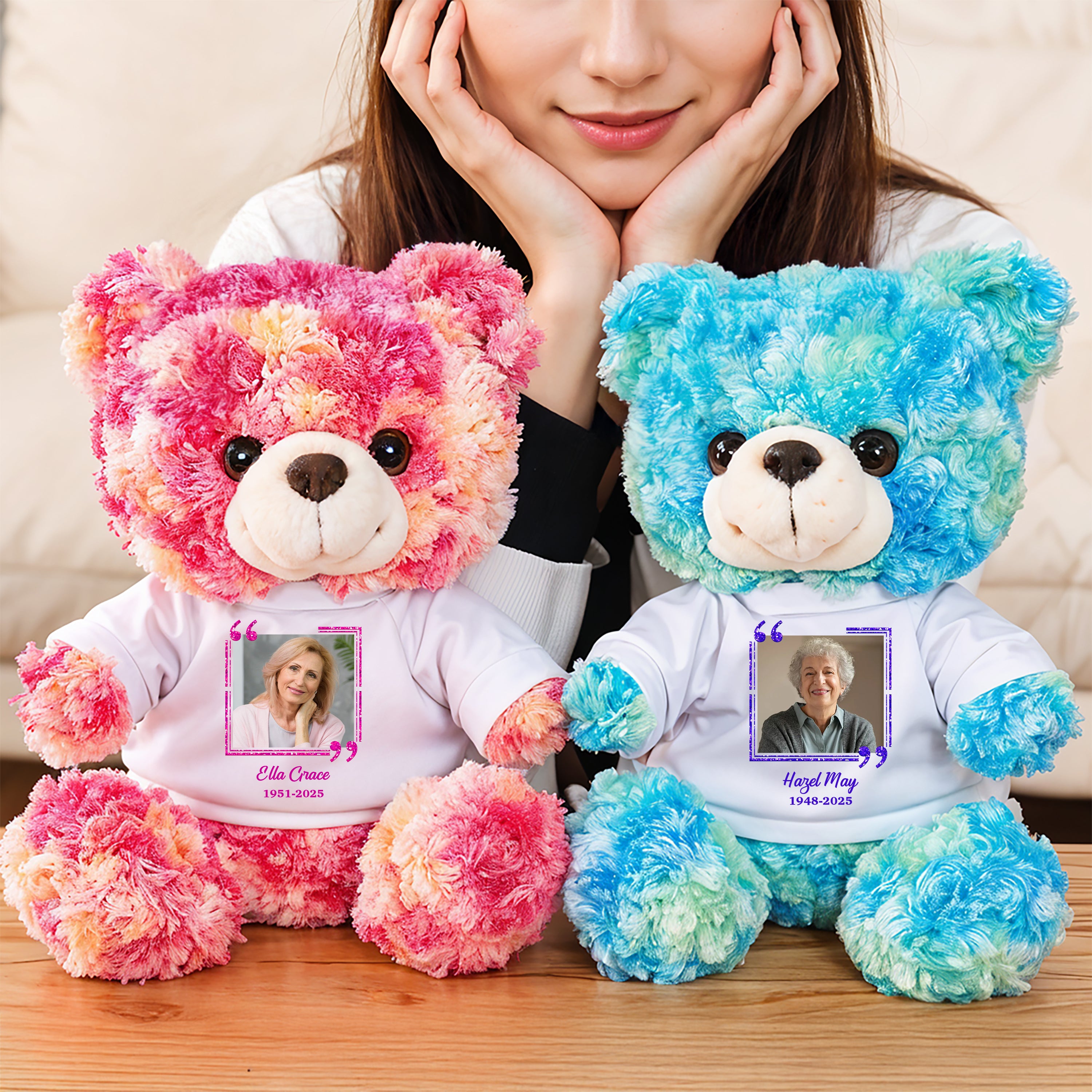 Memorial Teddy Bear - When You Miss Me - Custom Name and Photo Teddy Bear