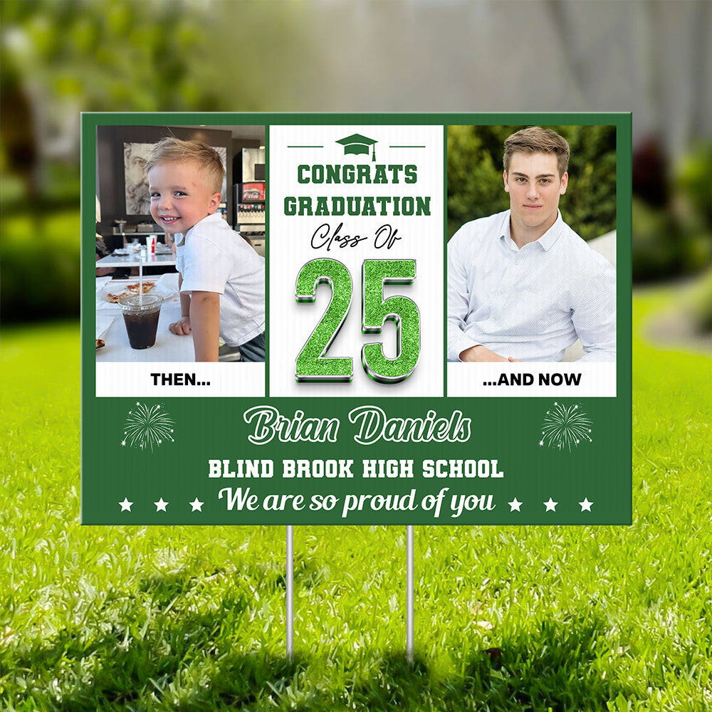 Class of 2025 Graduation Lawn Sign | Custom Name, School & Photo | Proud Graduate Yard Sign