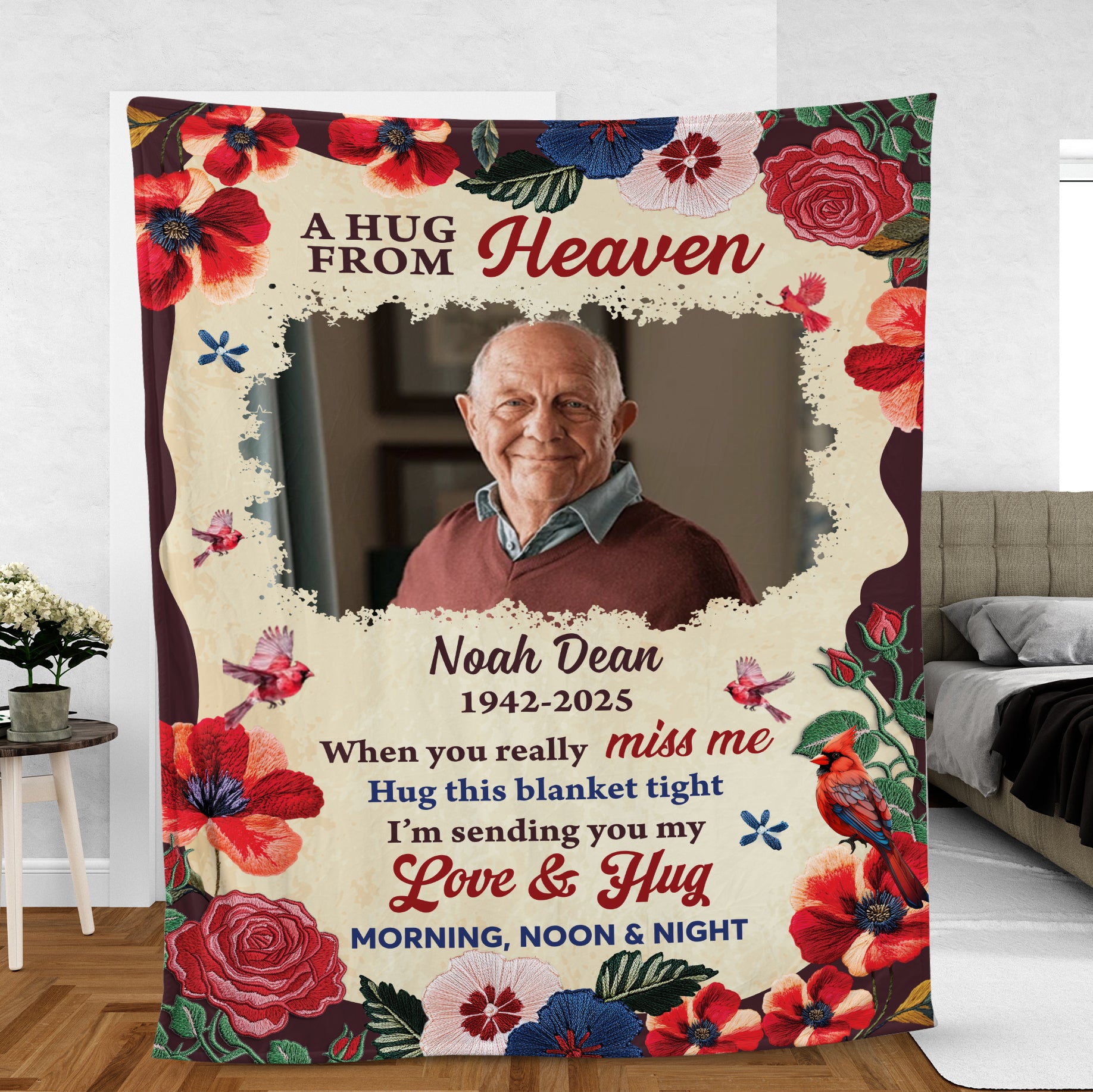 Hug From Heaven - Custom Photo Sympathy Gift - Personalized Memorial Custom Blanket