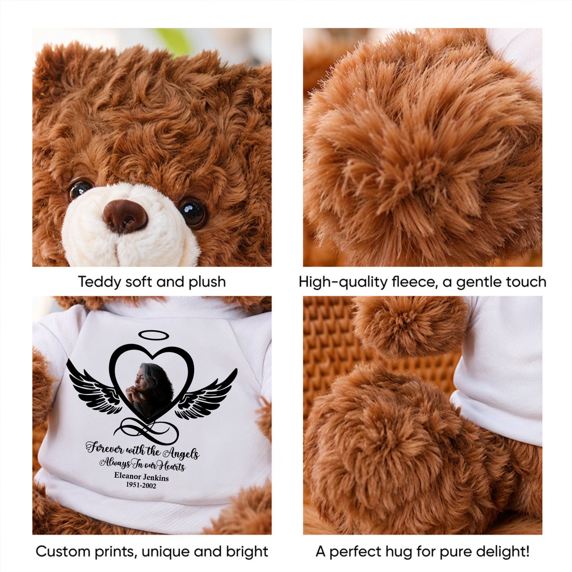 Until We Meet Again - Personalized Memorial Bear Plush - Custom Name and Photo Teddy Bear