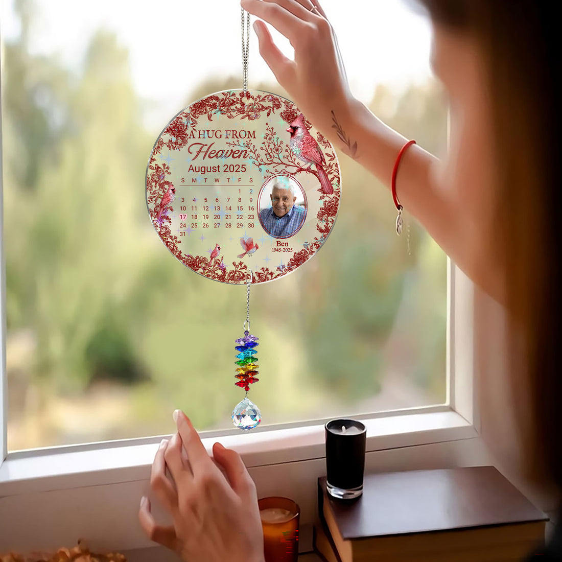 A Hug From Heaven - Ornament Hanging Piece With Crystal Charm - Memorial Gift