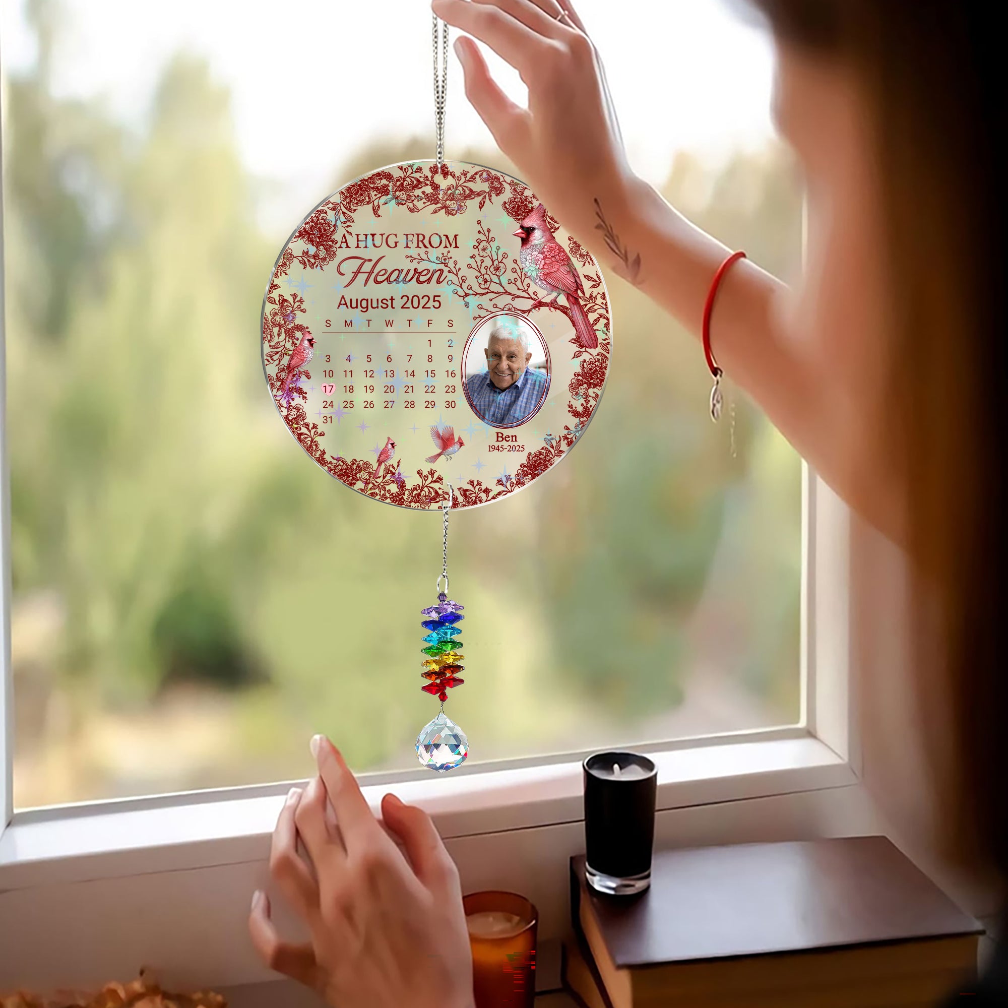 A Hug From Heaven - Ornament Hanging Piece With Crystal Charm - Memorial Gift