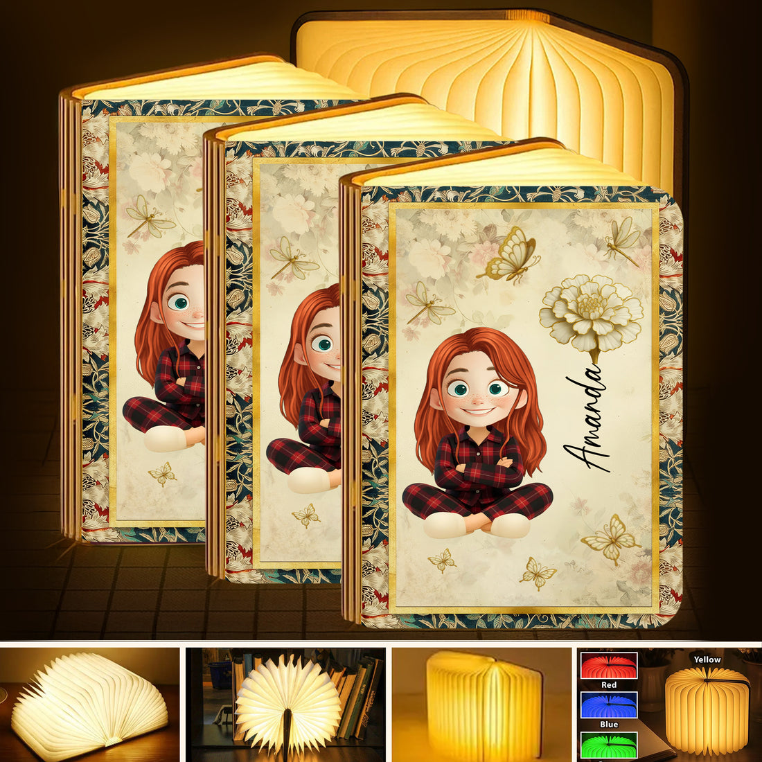 Floral Soul - Personalized Book Lamp - Christmas Gift