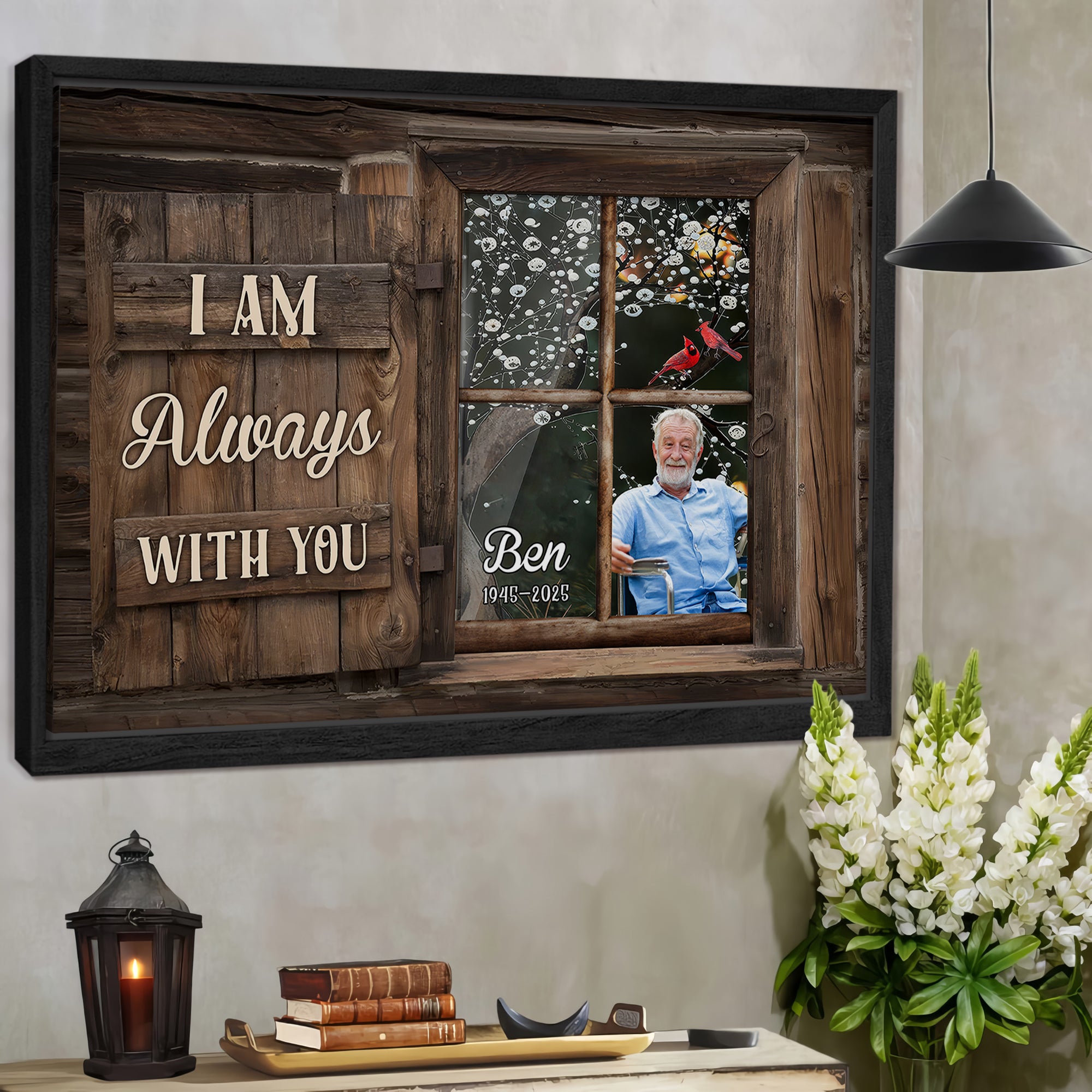 Memorial Canvas Sign - I Am Always With You - Custom Name and Photo - Sympathy Gift