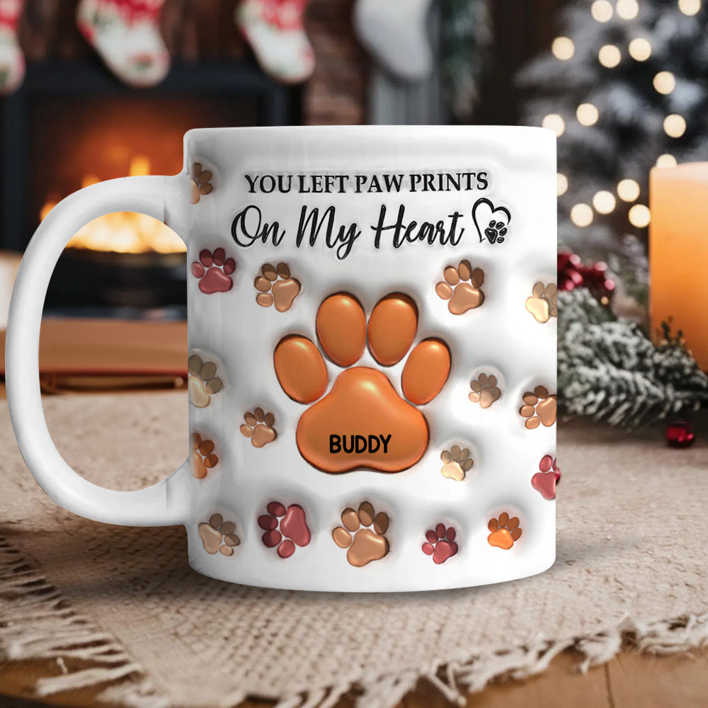 Pawprints On My Heart - Pet Memorial Gift - Personalized Custom Mug