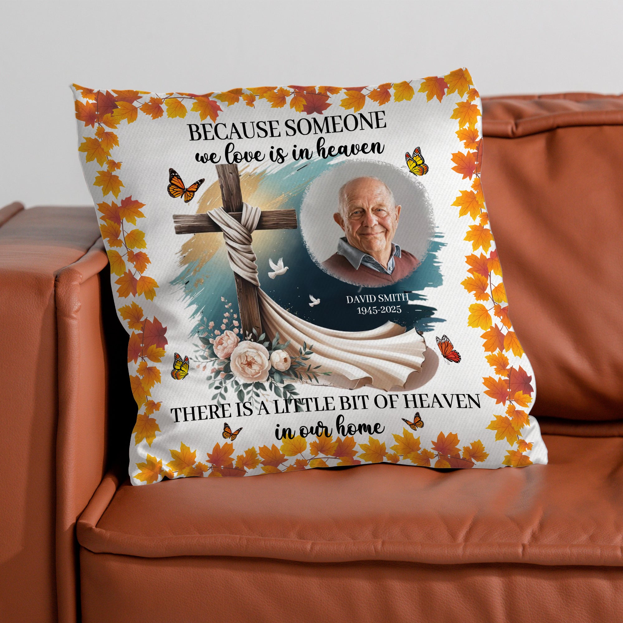 Someone We Love Is In Heaven - Custom Name and Photo - Personalized Memorial Pillow