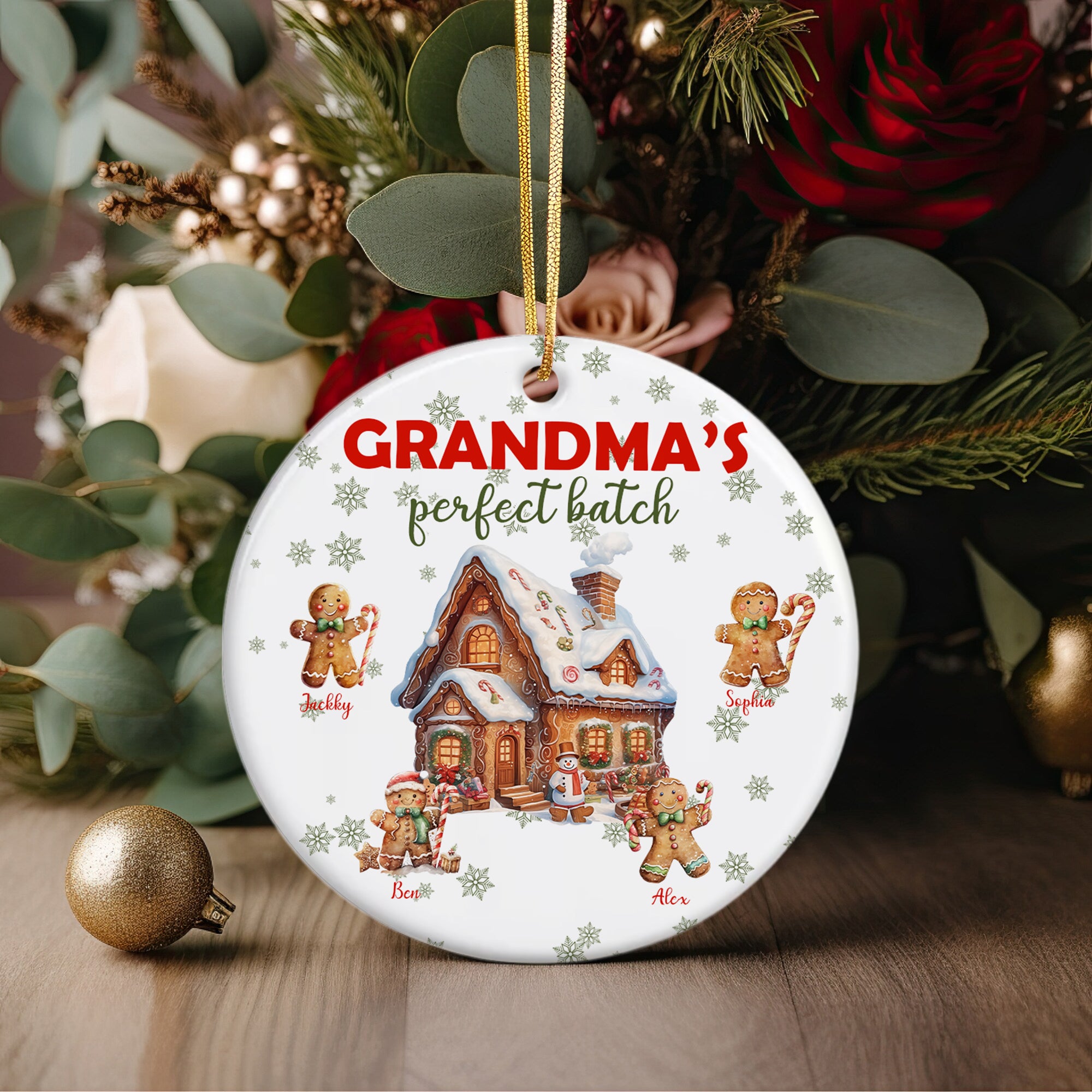 Grandma's Perfect Batch - Custom Name Ceramic Ornament - Home Decor