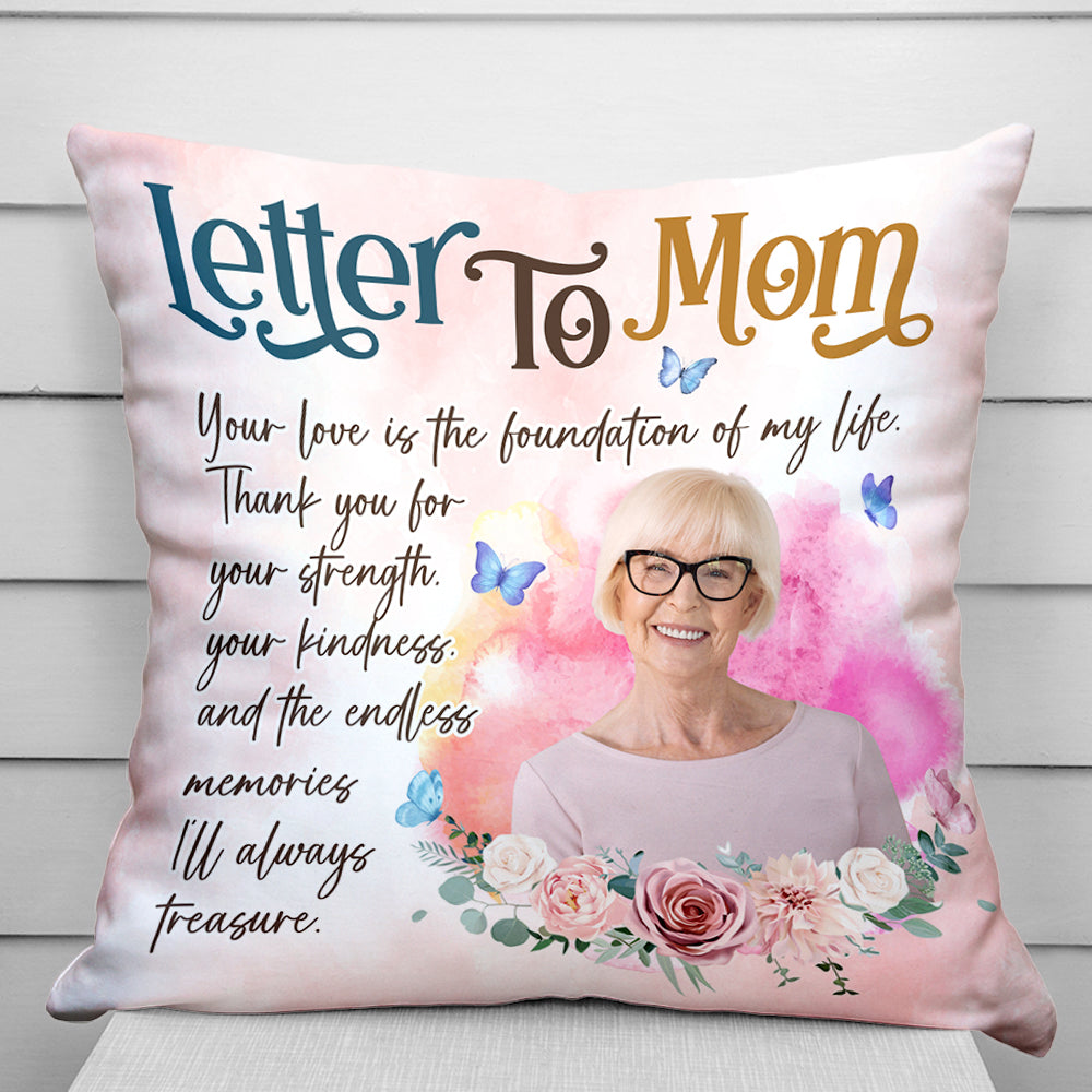 Custom Name and Photo - A Letter To Mom - Personalized Pillow