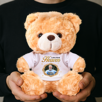 Memorial Teddy Bear - A Cuddle From Heaven - Custom Name and Photo Teddy Bear