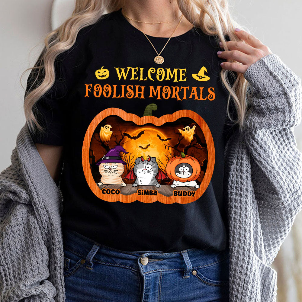 Custom Cat Names Shirt - Personalized Shirt Custom T-shirt - Halloween Shirt for Pet Lovers