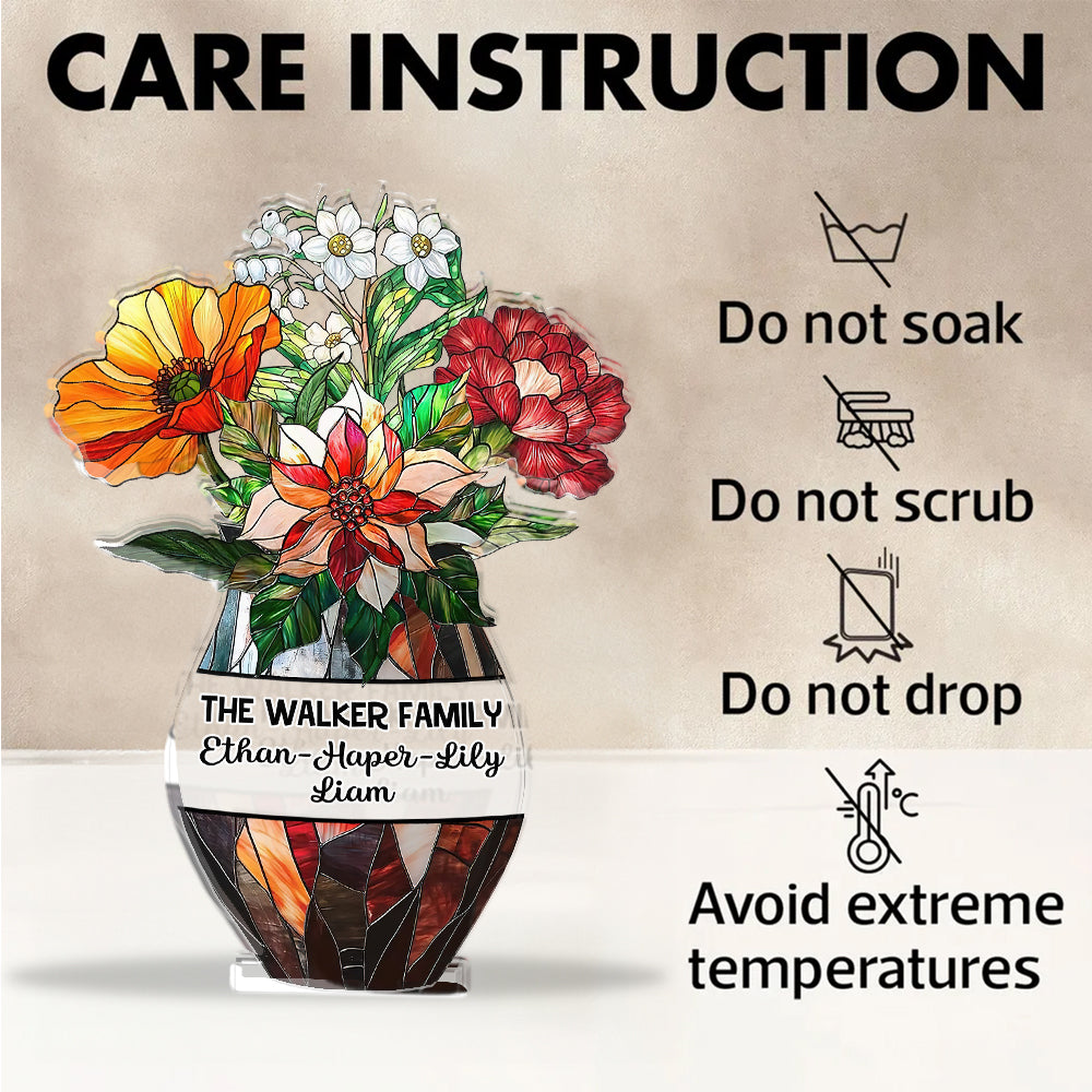 Flowers Pot - Personalized Name Gift - Custom Shape Acrylic Block Plaque