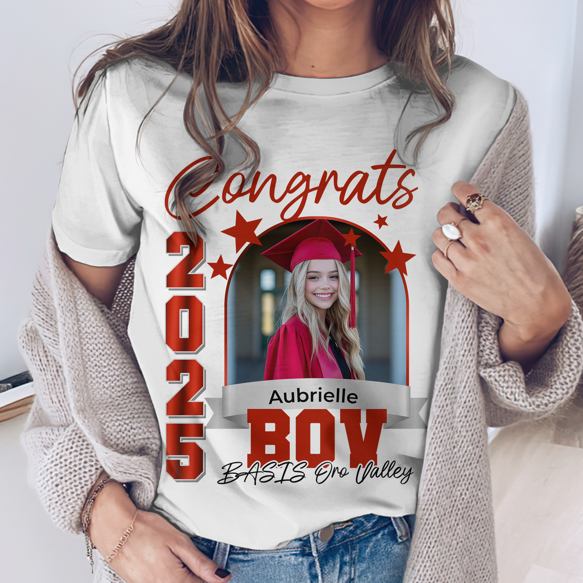 Congrats 2025 Custom Graduation Shirt Upload Photo T-shirt Personalized Graduation Gift