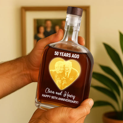Happy Anniversary Gift - Custom Couple Name and Photo - Personalized Custom Whiskey Bottle