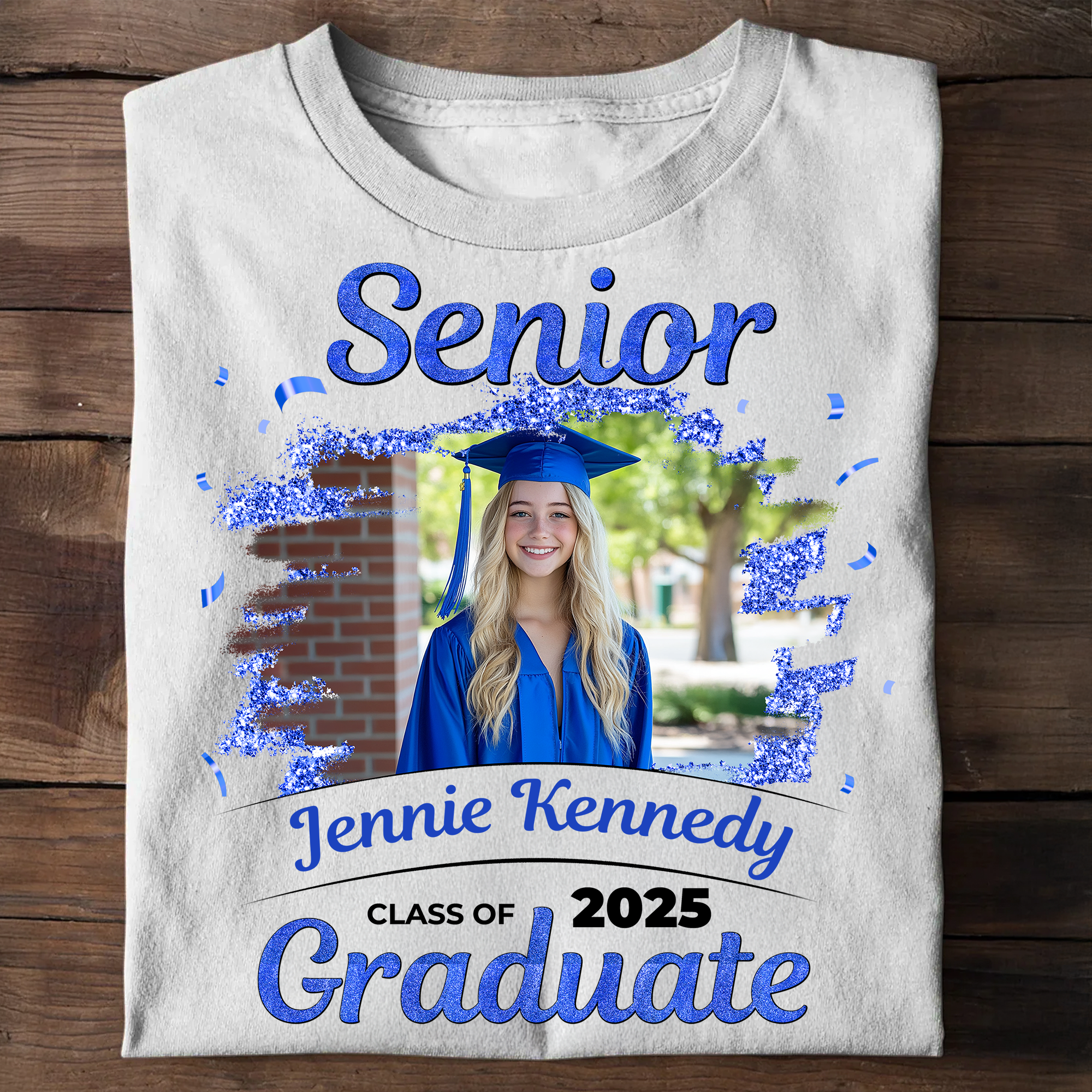 Senior Custom Photo, Name And Year, Graduation - Gift For Graduation - Personalized T-Shirt