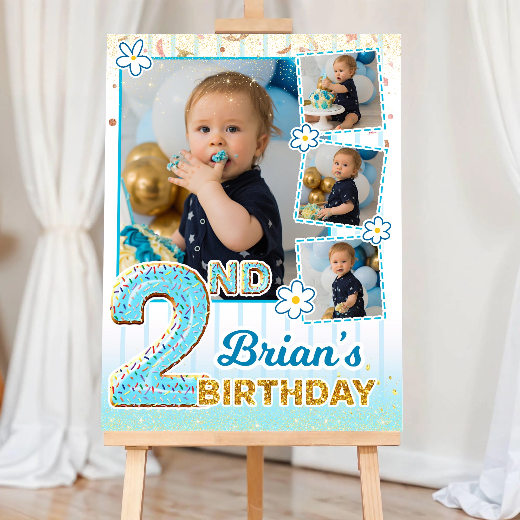 Birthday Welcome Party Sign With Photo - Custom Name & Photo Law Sign - Birthday Party Sign