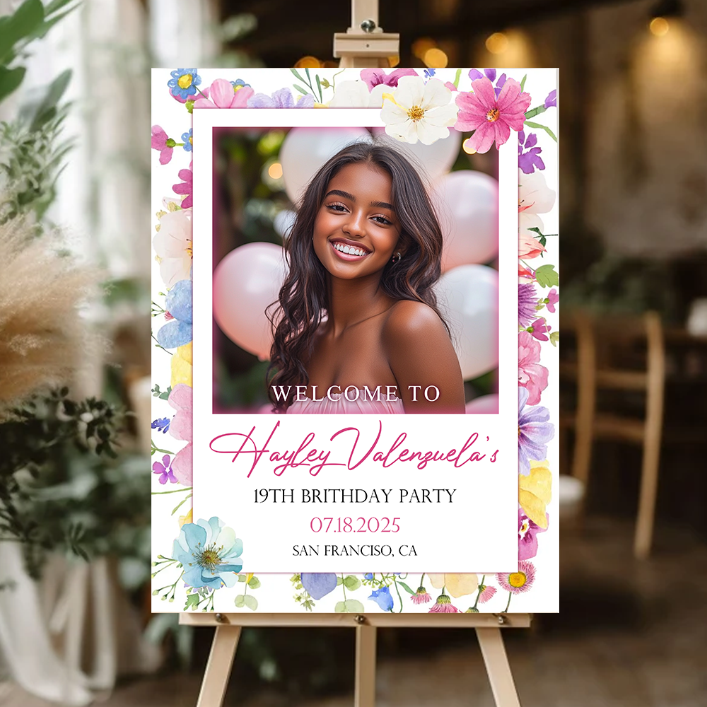 Birthday Party Welcome Sign - Custom Name & Photo Law Sign - Welcome To My Birthday Sign