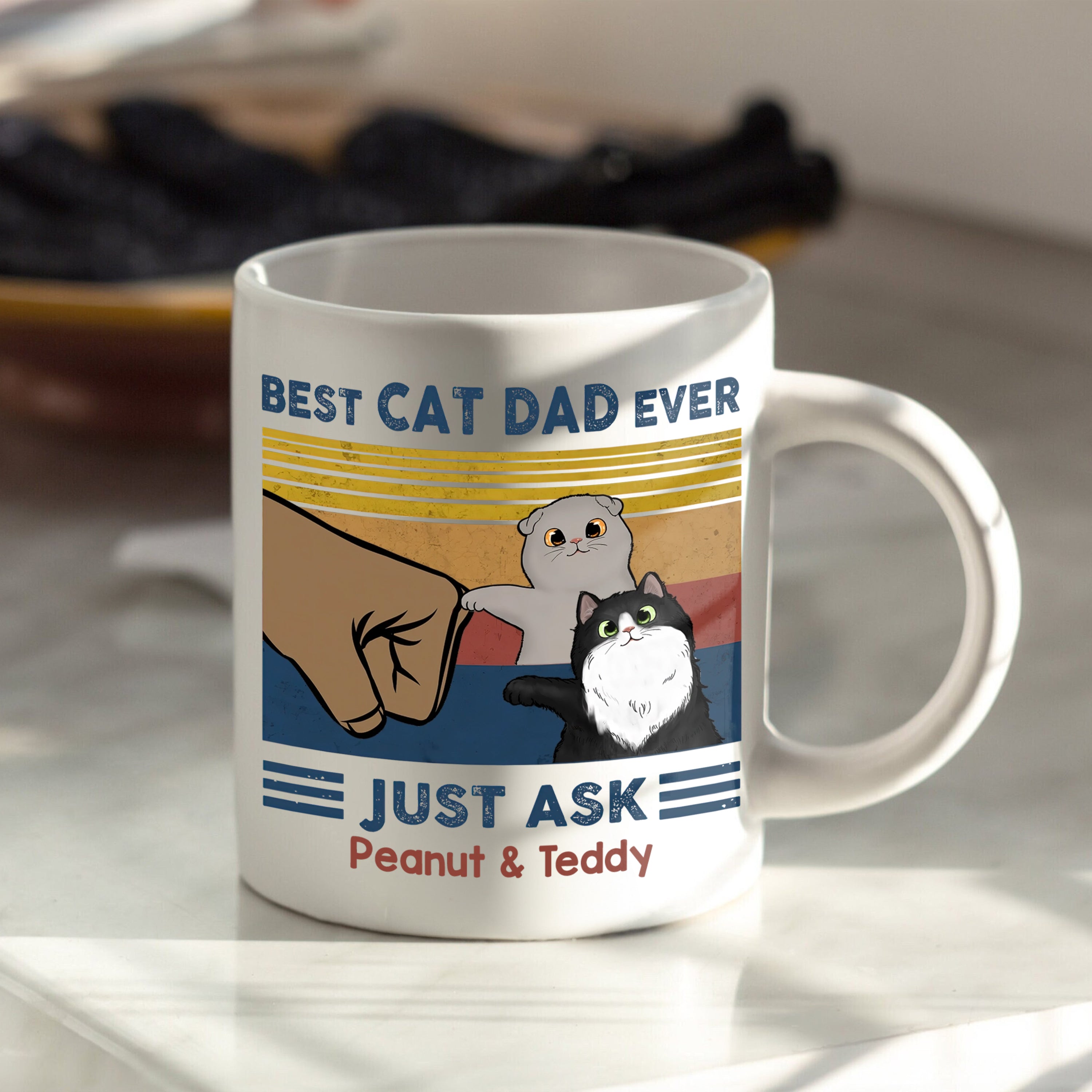 Gift For Cat Lover - Best Cat Dad Ever - Personalized Custom Mug