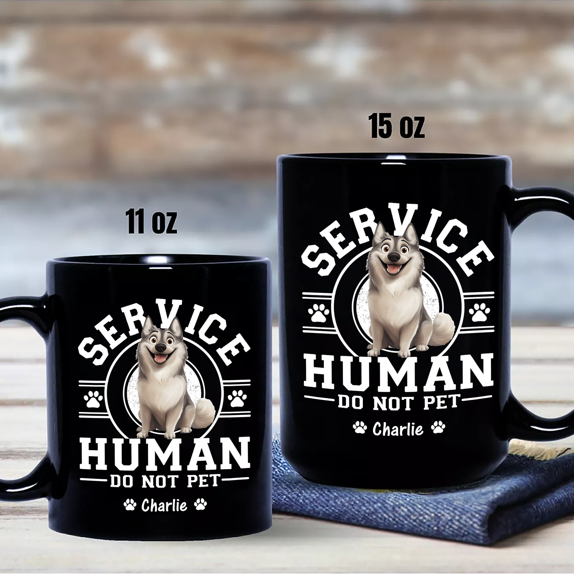 Service Human Do Not Pet - Custom Dog Name - Personalized Mug for Dog Lover