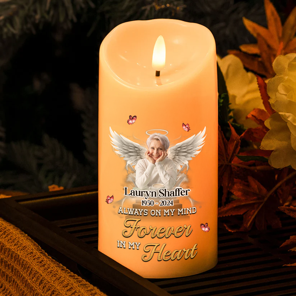 Custom Name and Photo - Personalize Memorial Photo LED Candle - Memorial Gift
