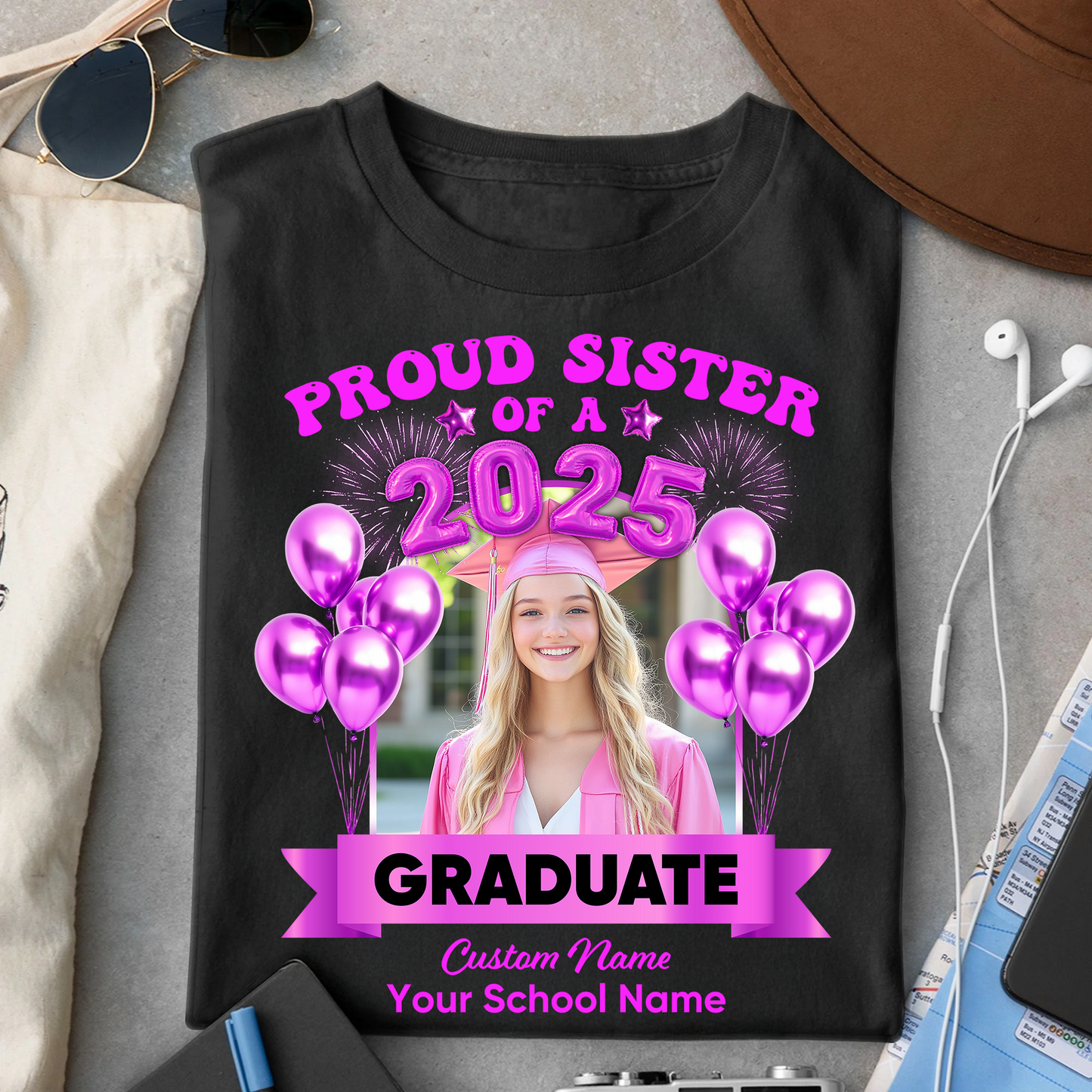 Proud Family Of A 2025 Personalized Graduation Shirt Upload Photo T-shirt, Graduation Gift