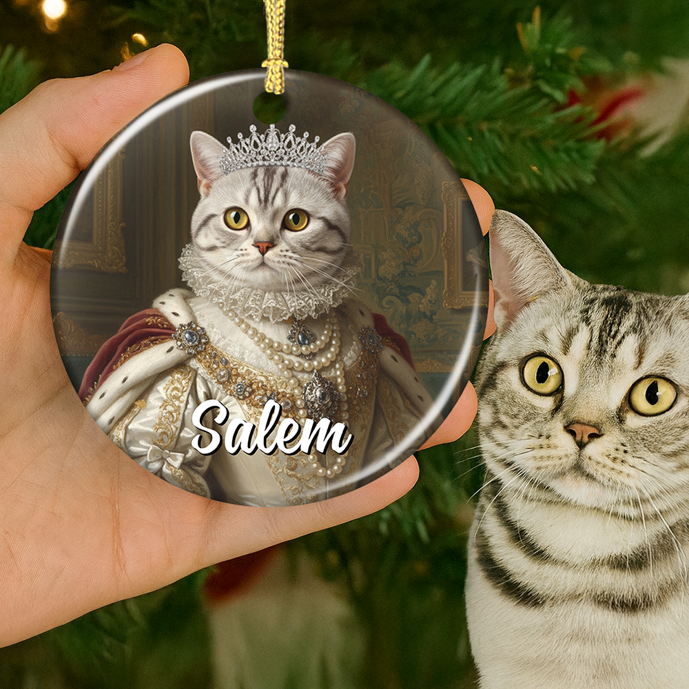 Custom Photo Royal Style - Pet Lover Gift - Personalized Ceramic Ornament