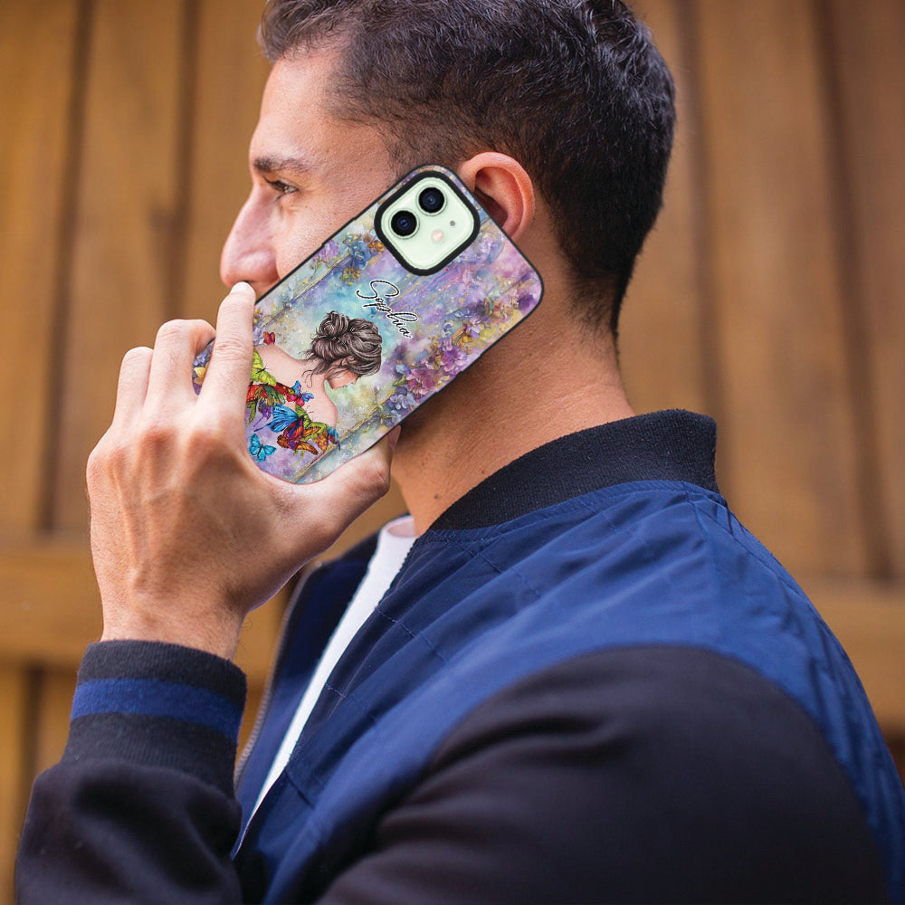 Custom Name - Personalized Black Silicone Phone Case - Stylish Cute Gift for Girls