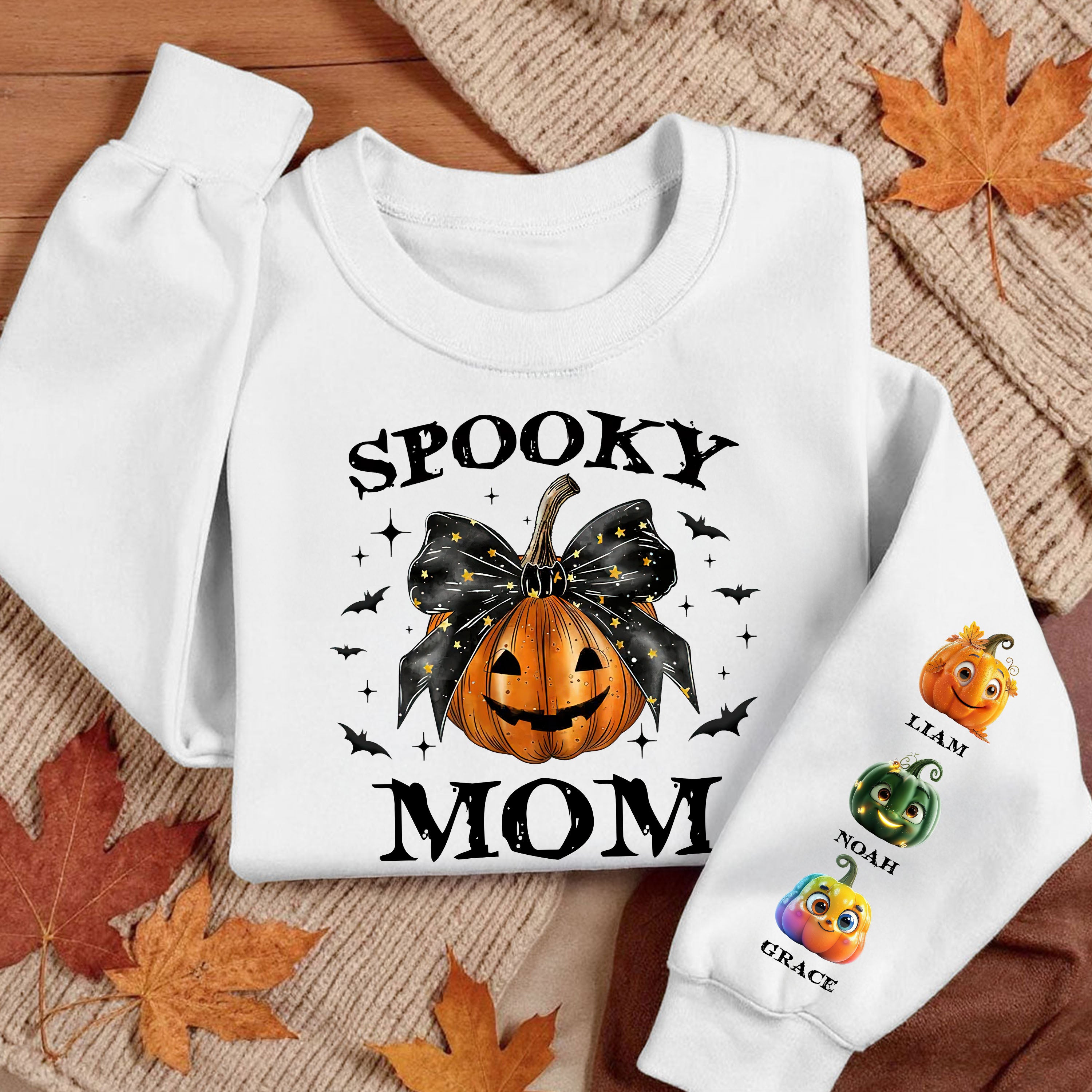 Spooky Grandma Mom Halloween Pumpkin - Custom Name Sweatshirt - Personalized Shirt Custom T-shirt