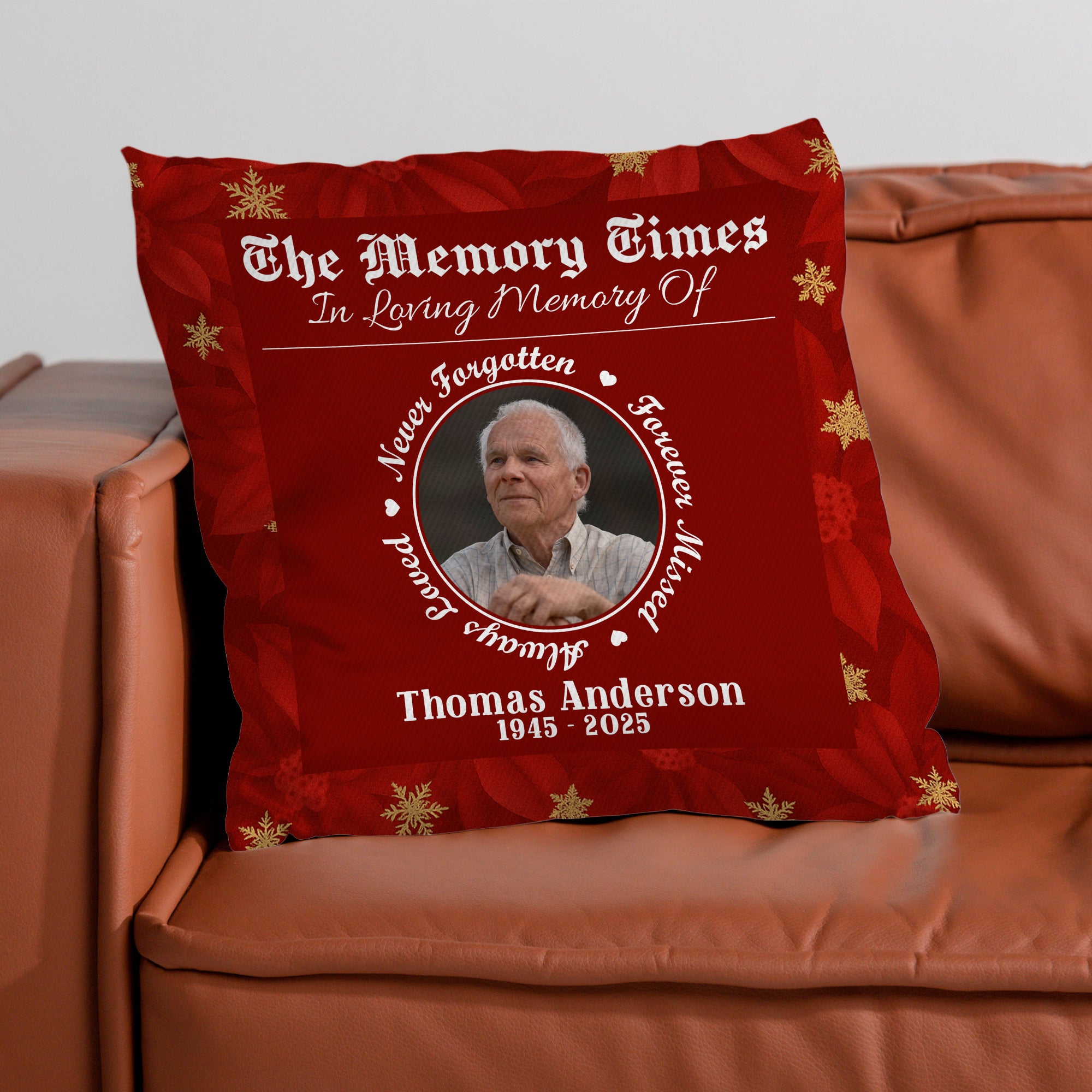 The Memory Times - Custom Name and Photo Memorial Gift - Personalized Pillow