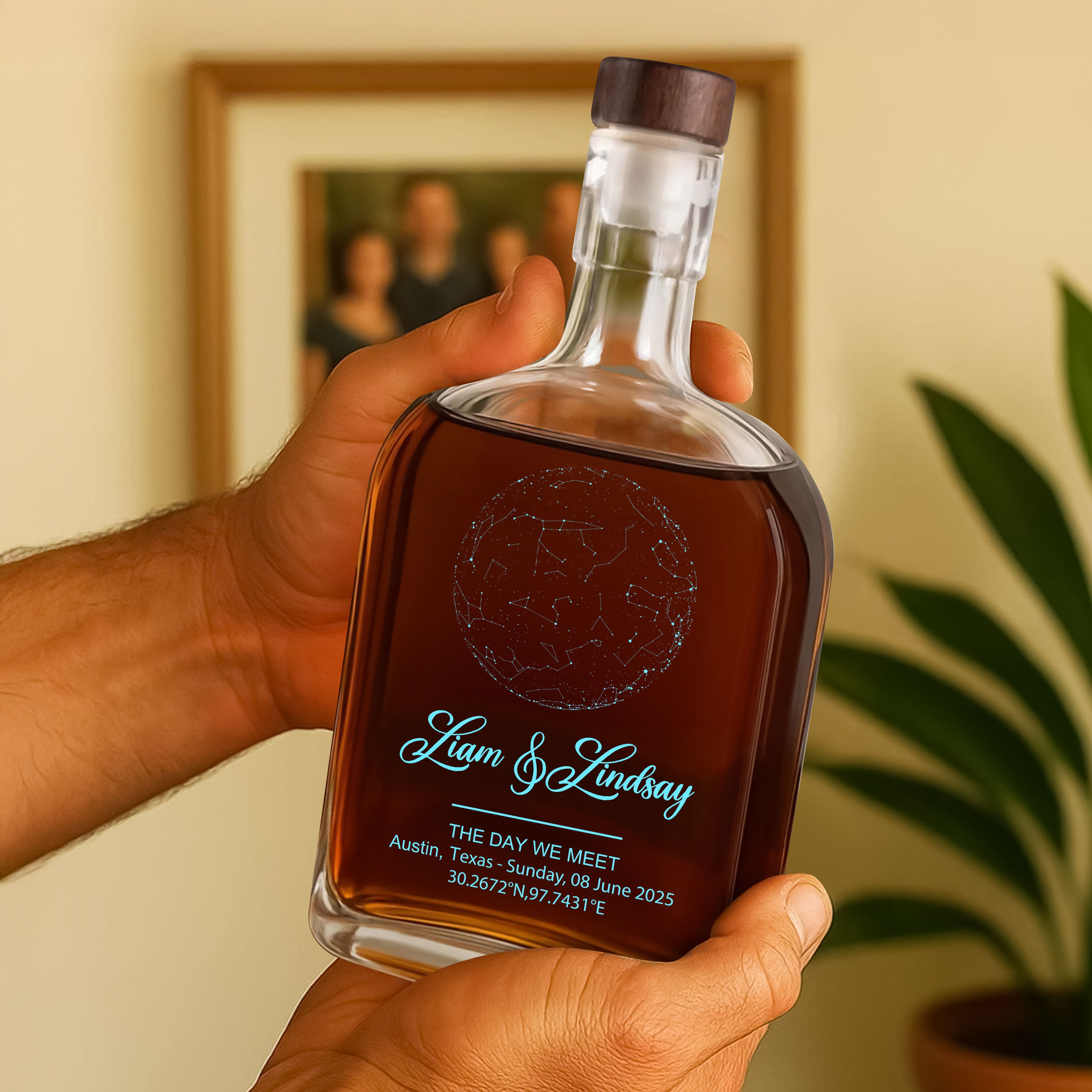 The Day We Met - Custom Star Map and Photo - Personalized Custom Whiskey Bottle