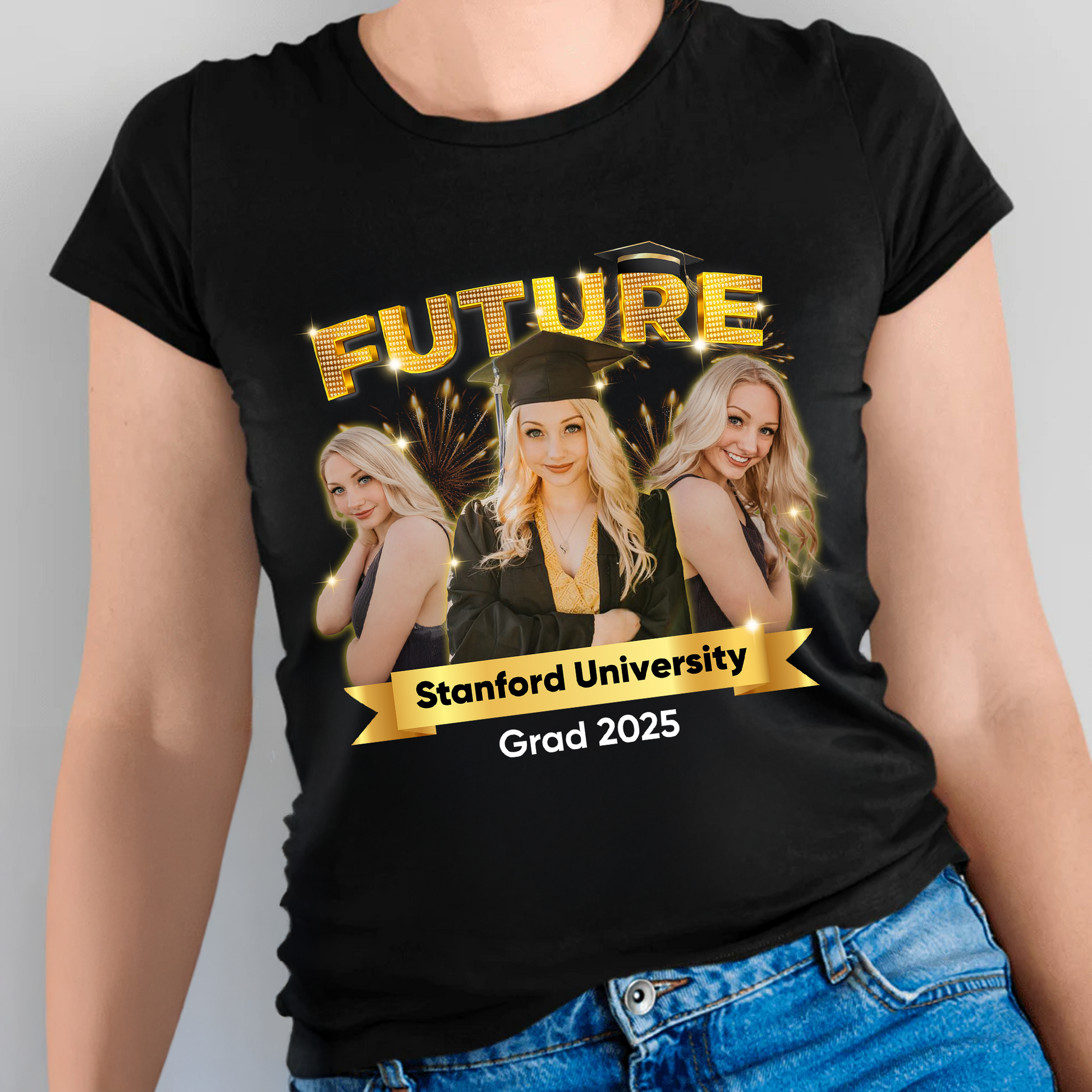 Future GRAD 2025 Personalized Upload Photo Congrats Graduation T-shirt
