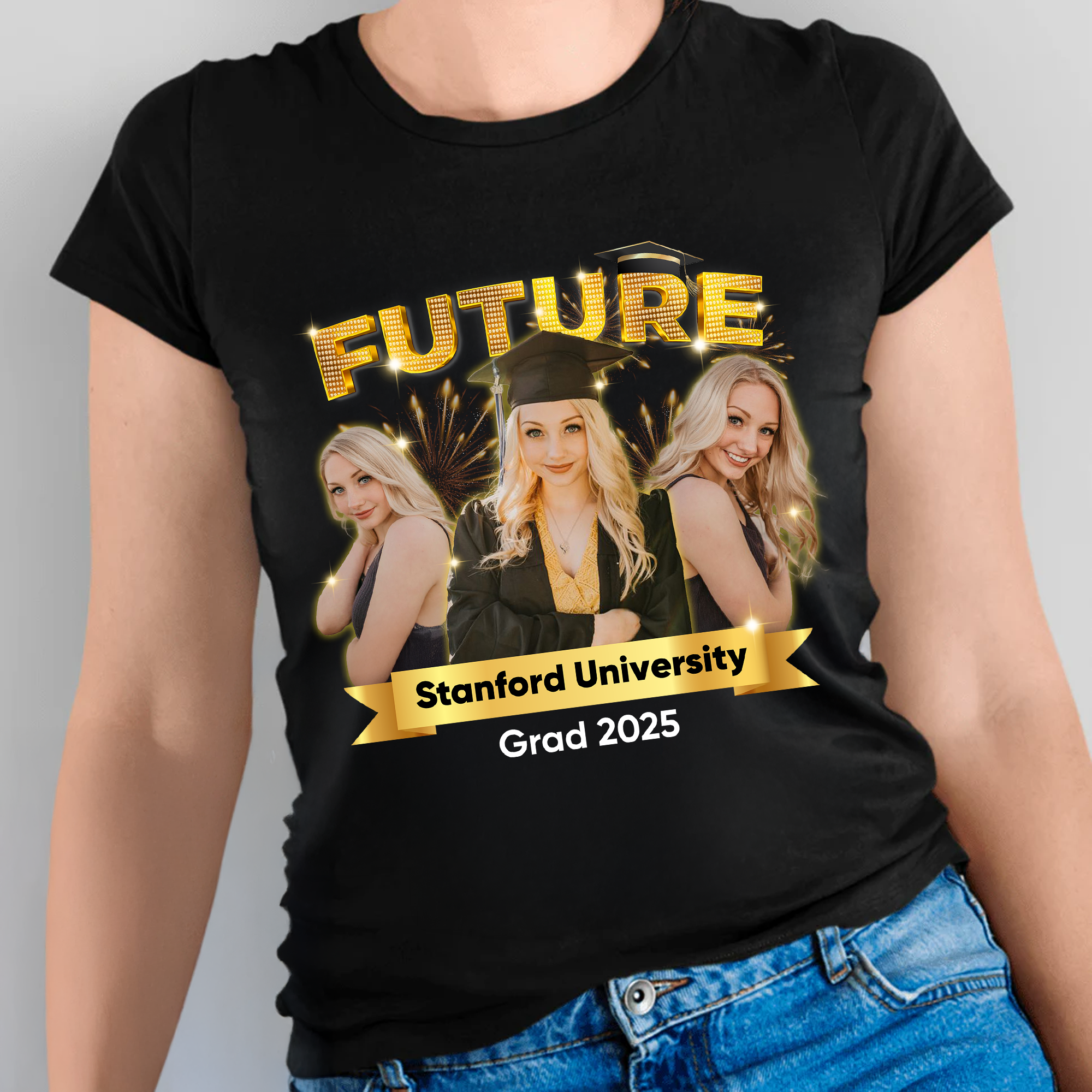 Future GRAD 2025 Personalized Upload Photo Congrats Graduation T-shirt