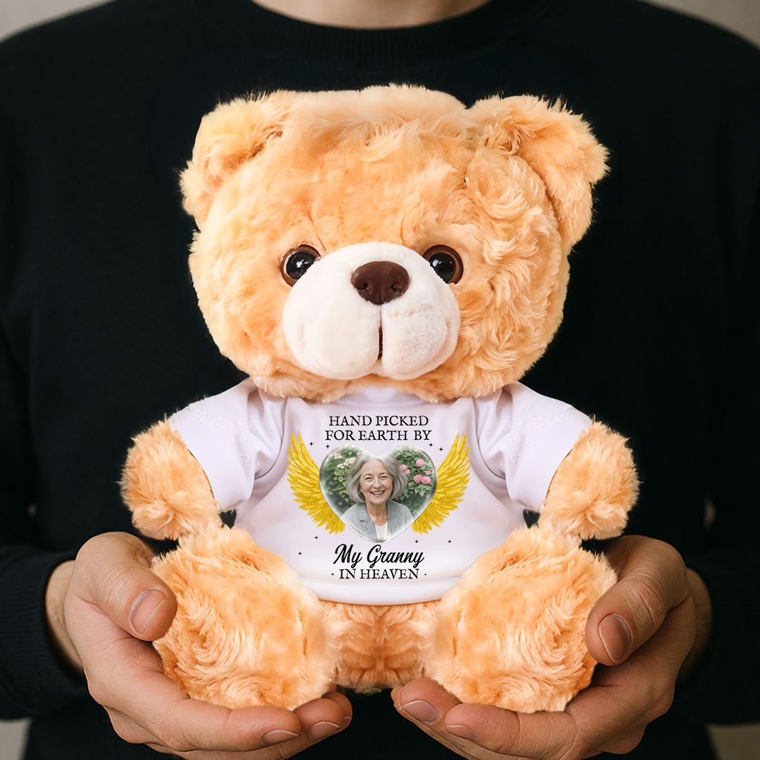 My Love In Heaven - Custom Name and Photo Teddy Bear