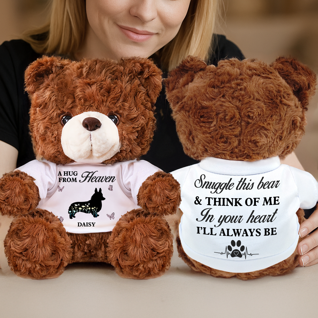 Snuggle This Bear and Think of Me - Personalized Pet Memorial Bear Plush - Pet Memorial Gift