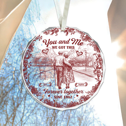 You and Me - Custom Name - Old Couple Gift - Personalized Glass Ornament