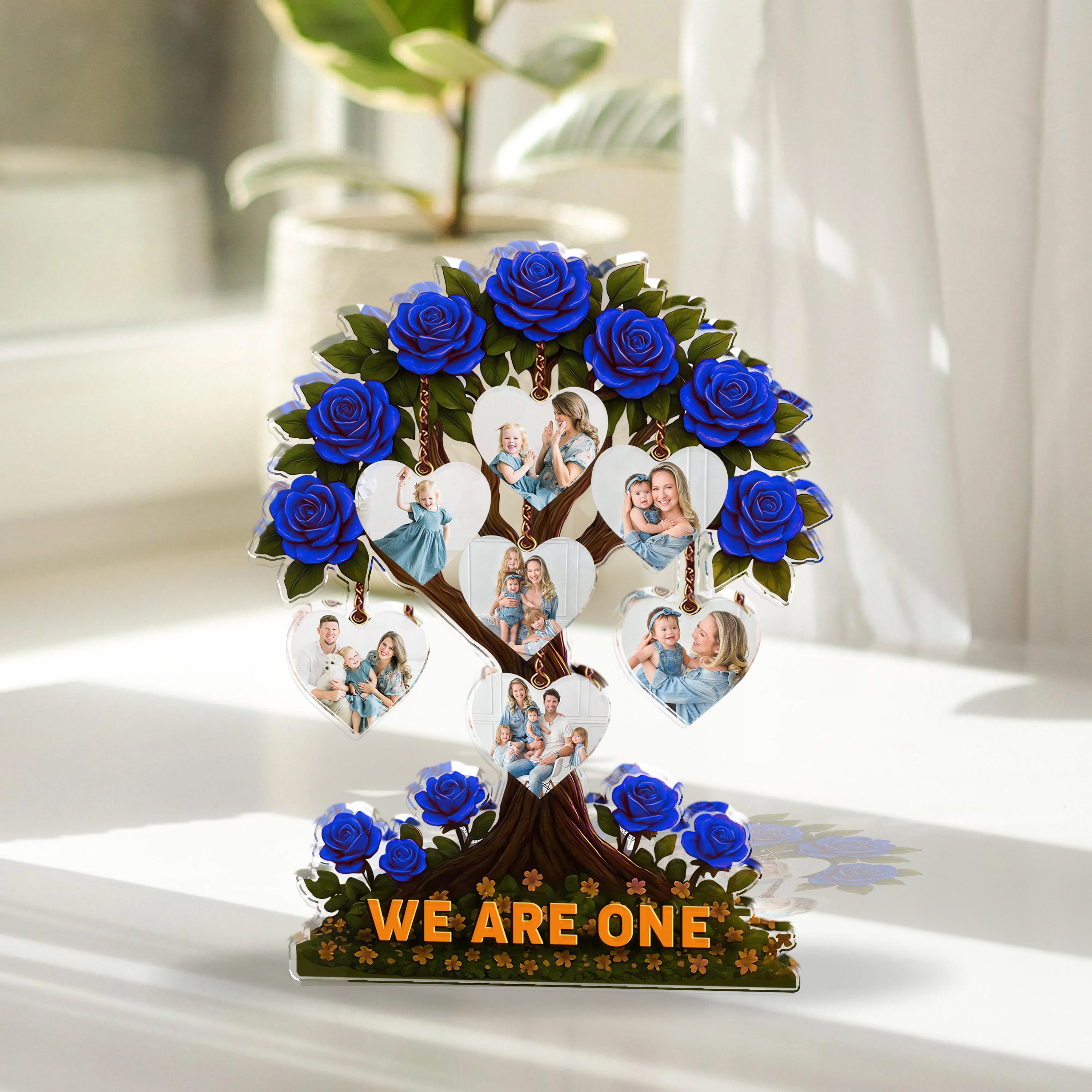 Family Tree Photo - Custom Photo Family Gift  - Custom Shape Acrylic Block Plaque