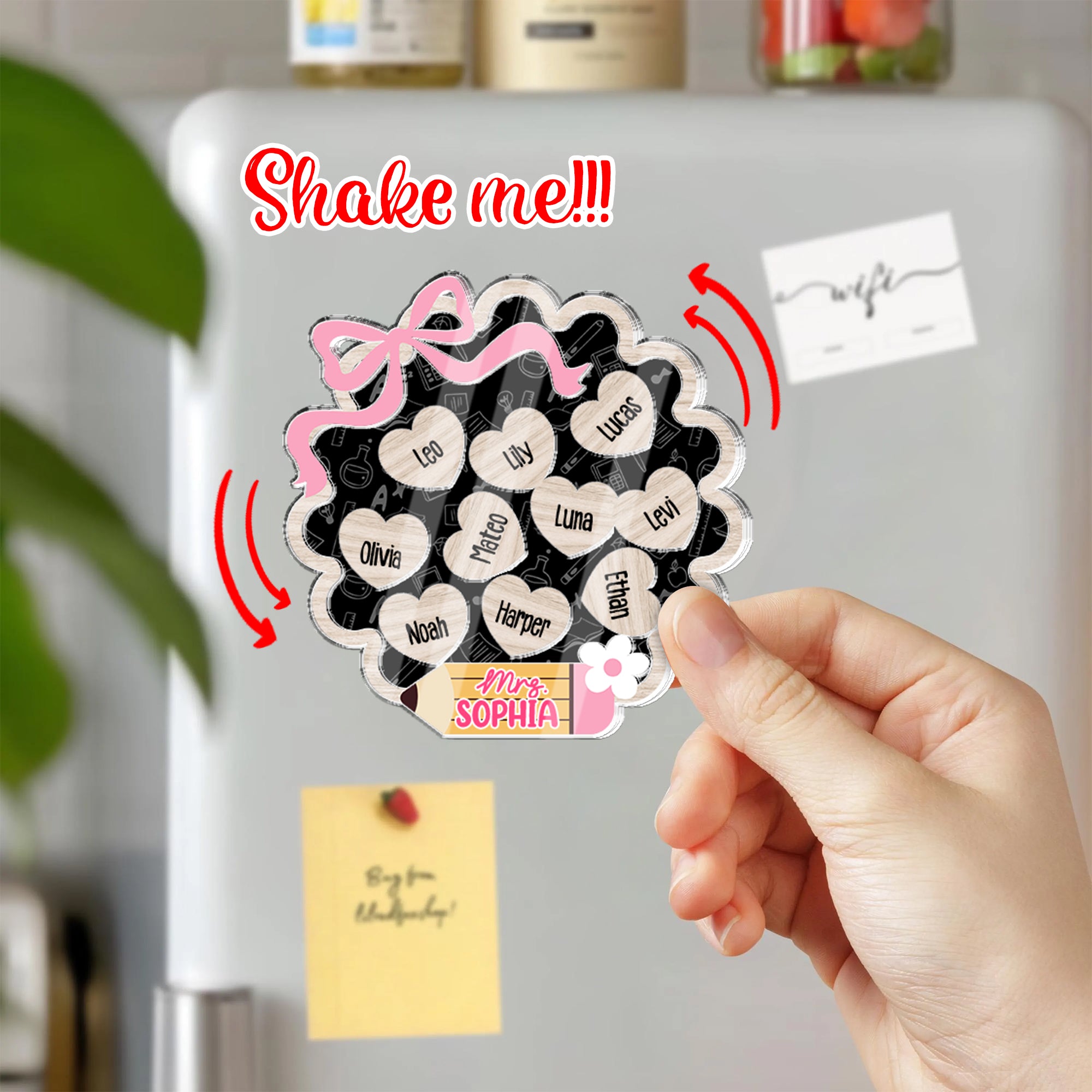 Personalized Teacher Shaker Magnet - Custom Name Gift for Teachers