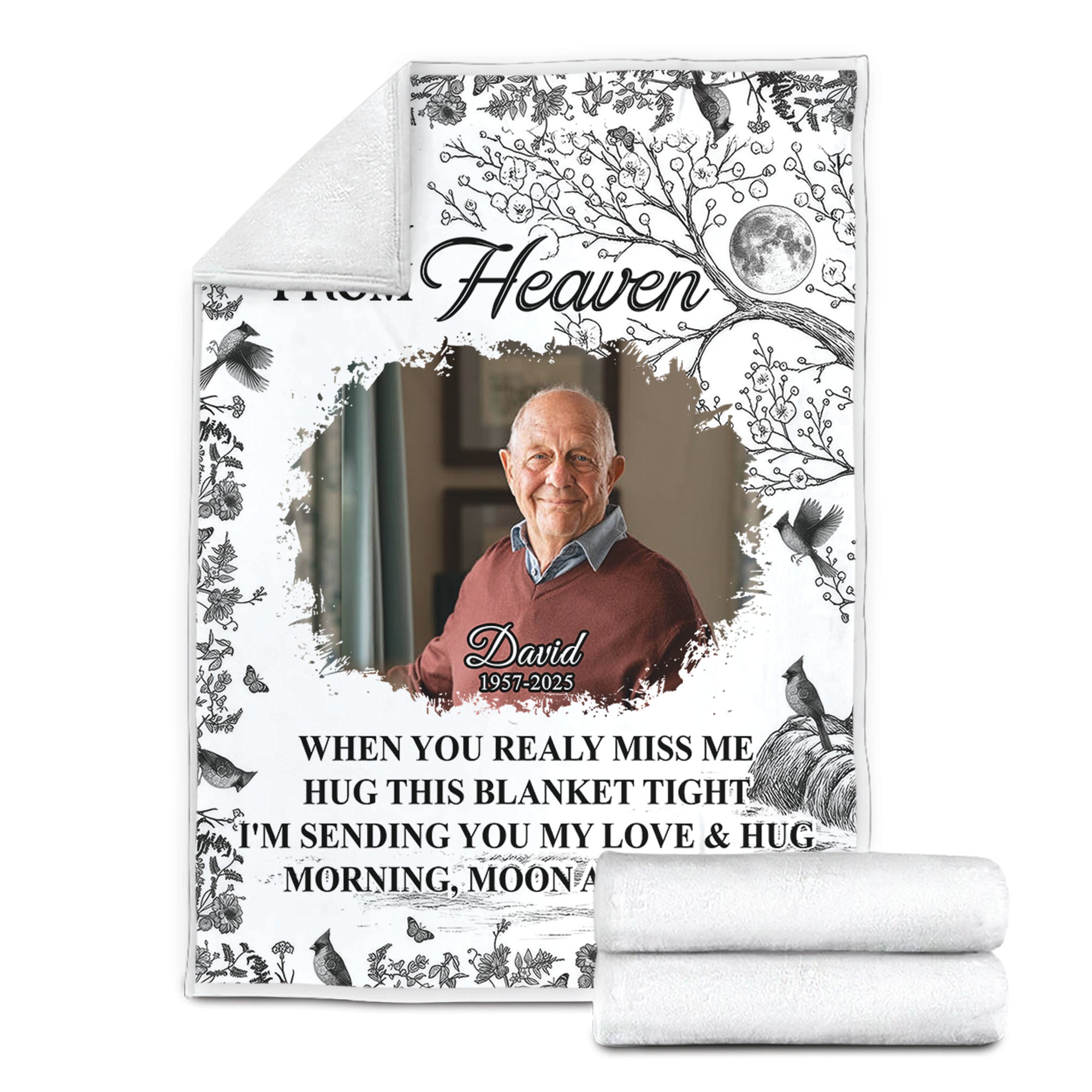 A Hug From Heaven - Custom Name and Photo Memorial Blanket - Christmas Gift