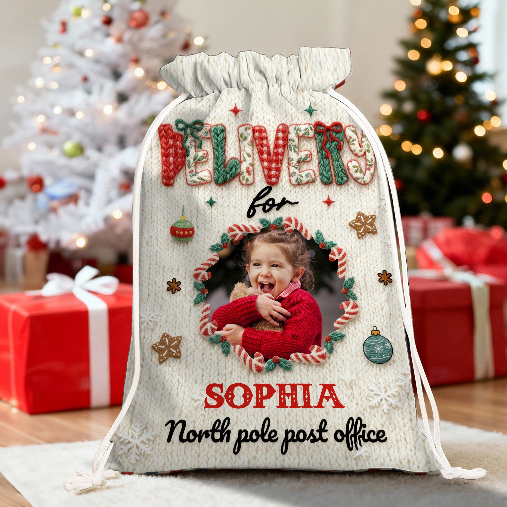 Delivery for Kids - Custom Photo Christmas Bag - Christmas Sack Gift for Kids