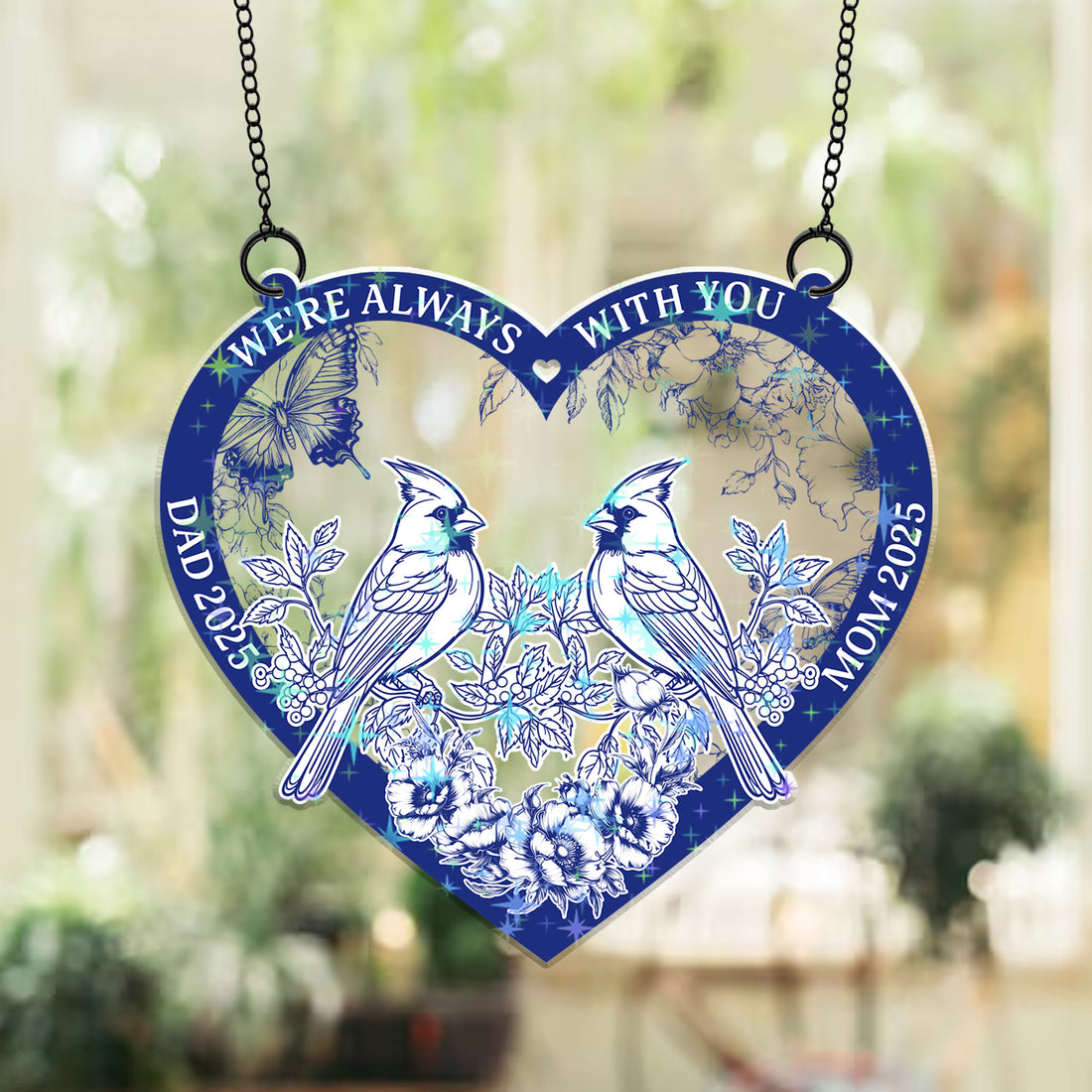 Always With You - Custom Name Memorial Ornament 2-layered  - Custom Shape Hologram Ornament