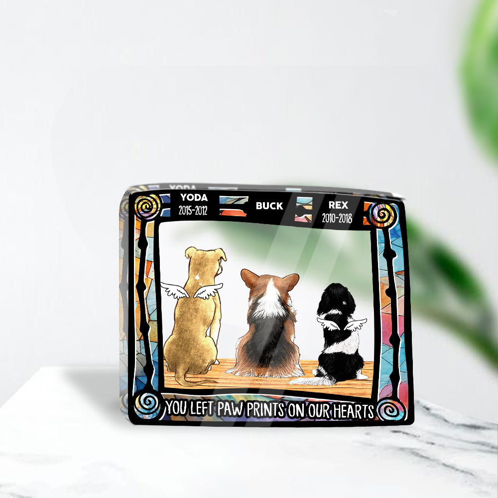 You Left Pawprints on Our Heart - Custom Shape Acrylic Block Plaque