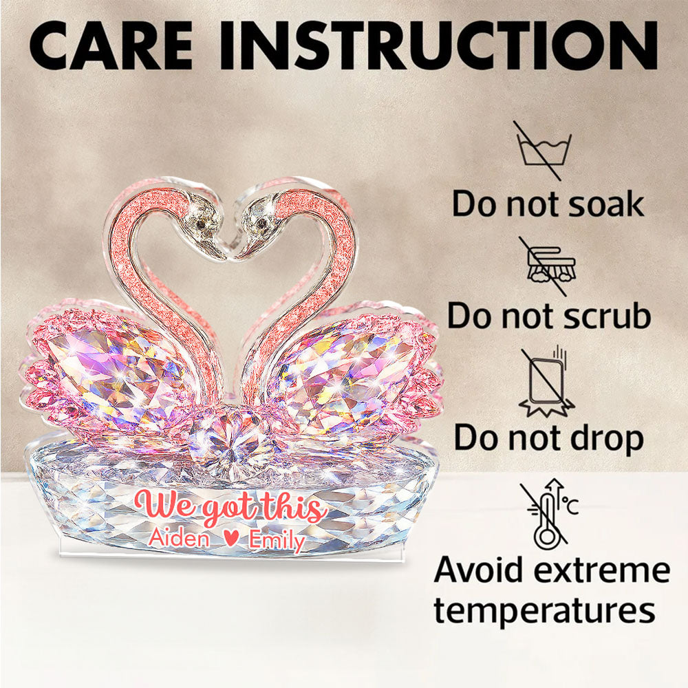 Swan Couple - Custom Couple Name Acrylic Block - Custom Acrylic Block Plaque