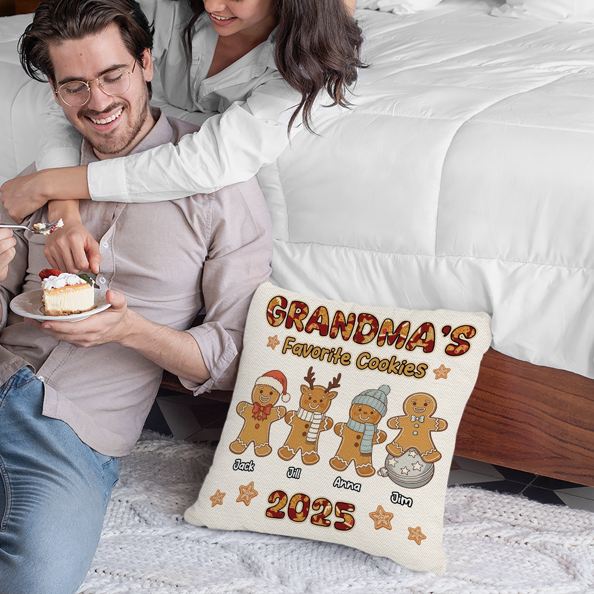 Custom Name - Grandma Favorite Cookies - Personalized Pillow - Christmas Gift