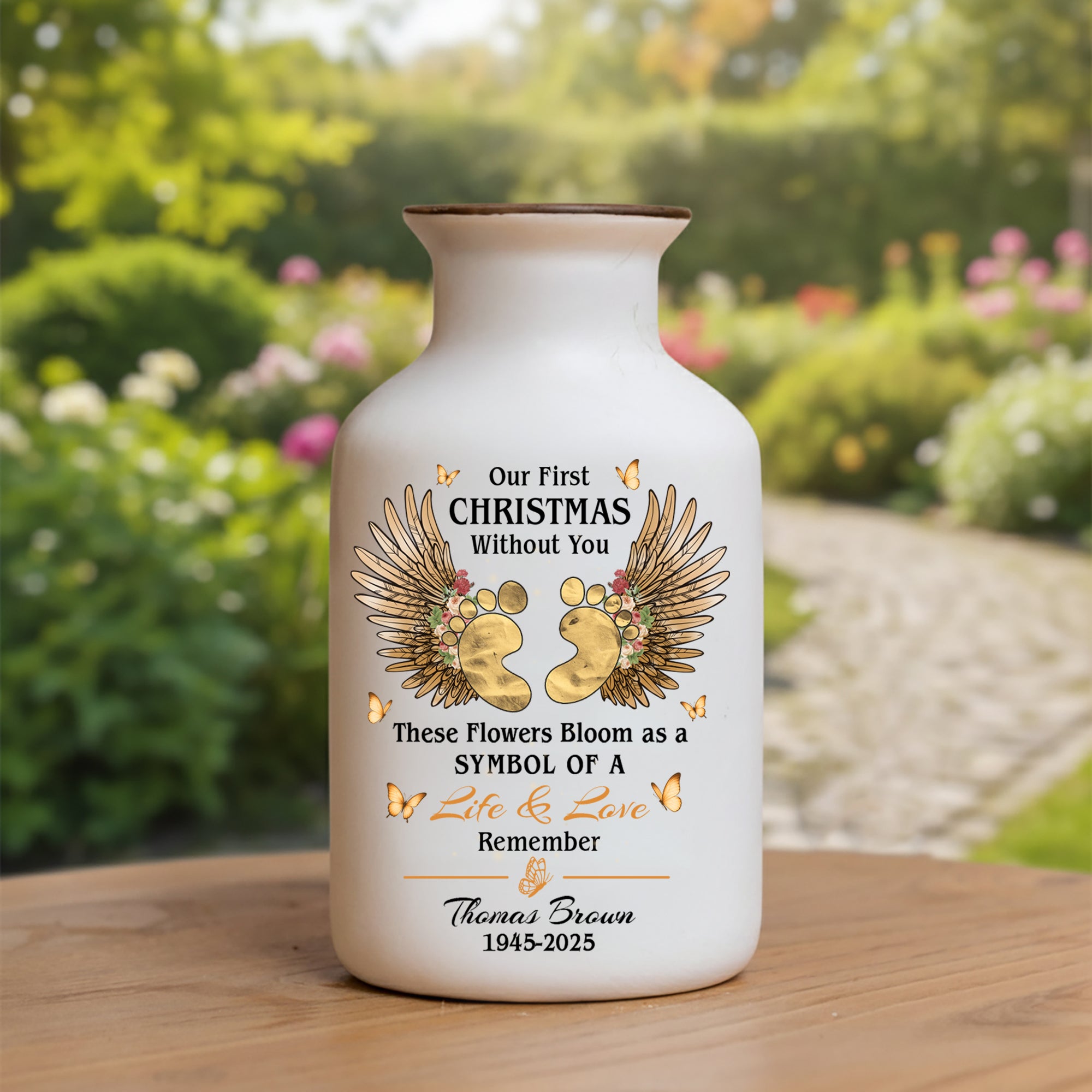 Our First Christmas Without You - Personalized Elegant Ceramic Flower Pot Minimalist - Miscarriage Memorial Gift