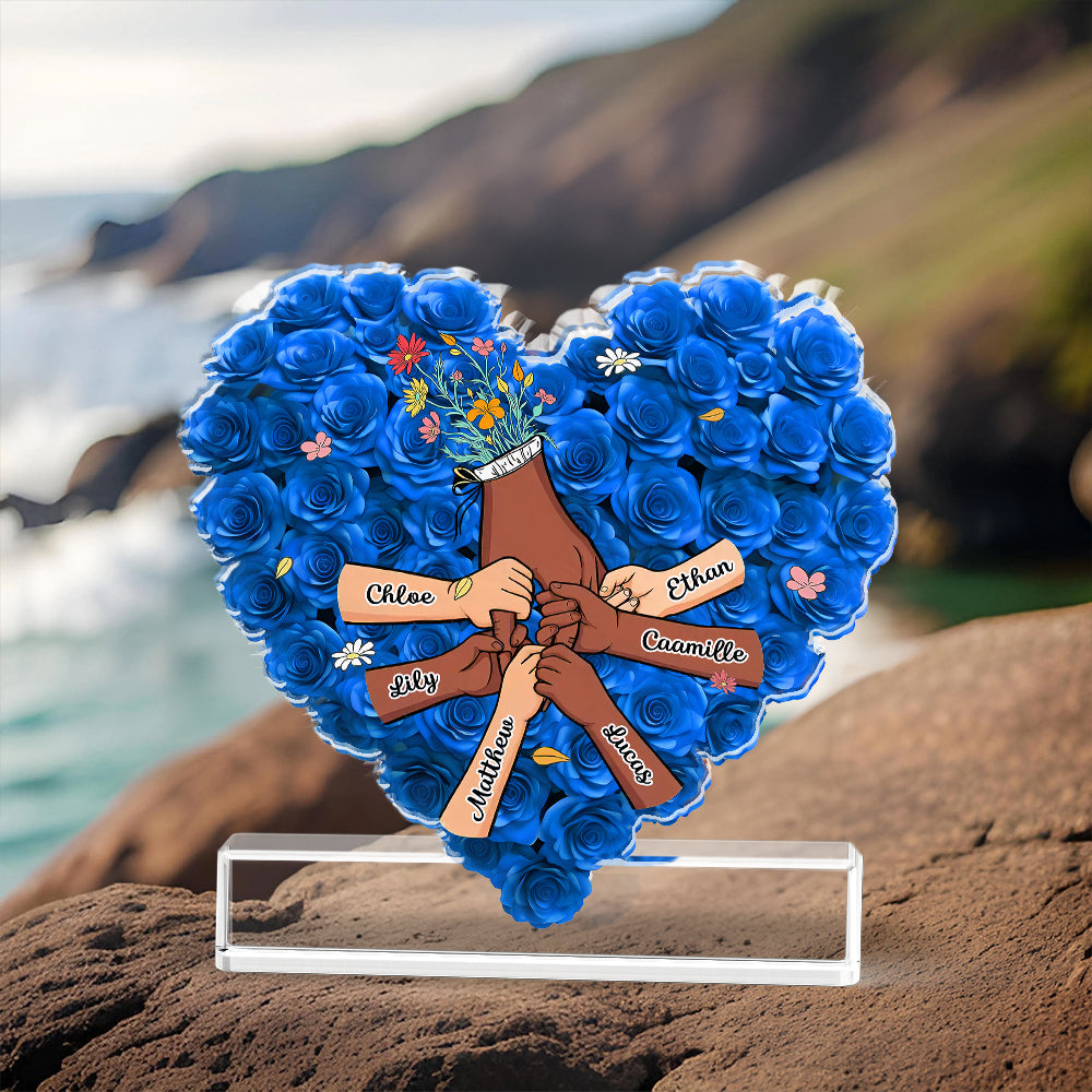 Family Heart - Personalized Name Gift - Custom Shape Acrylic Block Plaque