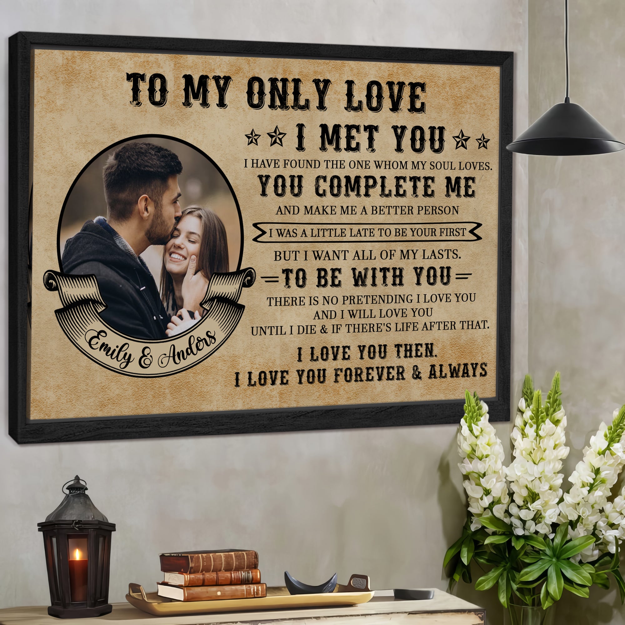To My Only Love - Custom Couple Name - Canvas Sign - Anniversary Gift
