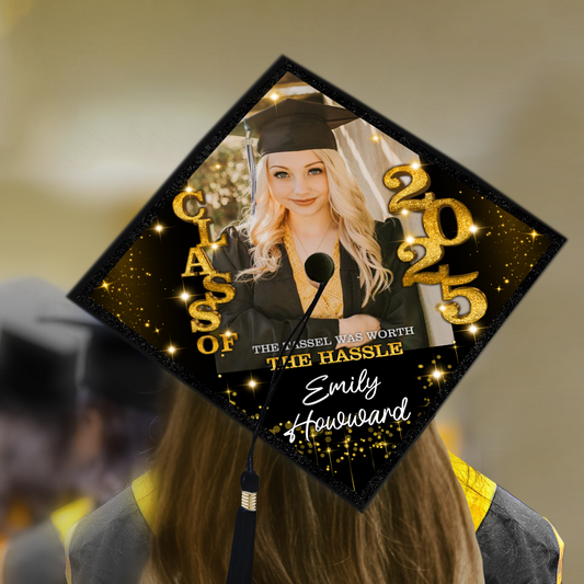 Personalized Class Of 2025 Photo Graduation Cap Topper, Decorations For Grad Cap