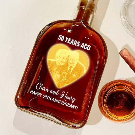 Happy Anniversary Gift - Custom Couple Name and Photo - Personalized Custom Whiskey Bottle